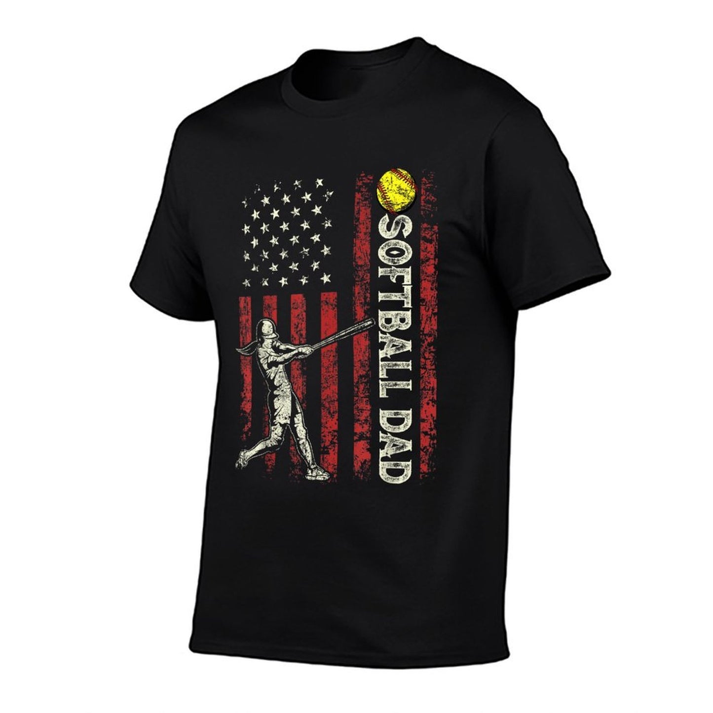 Softball Dad US Gifts For Dad Men Patriotic Fathers Day Durable T-Shirt