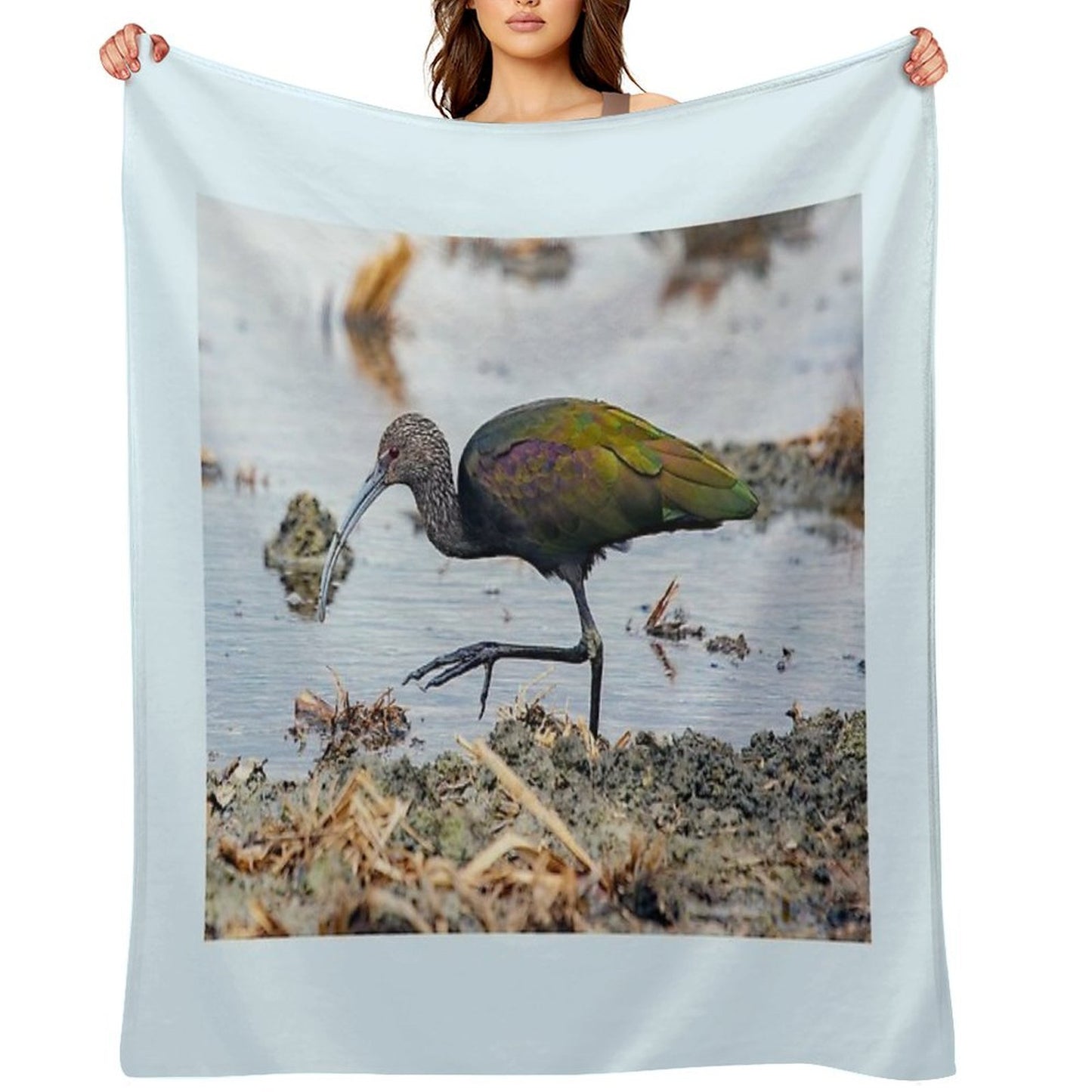 Glossy Ibis Shrink-resistant Throw Blanket