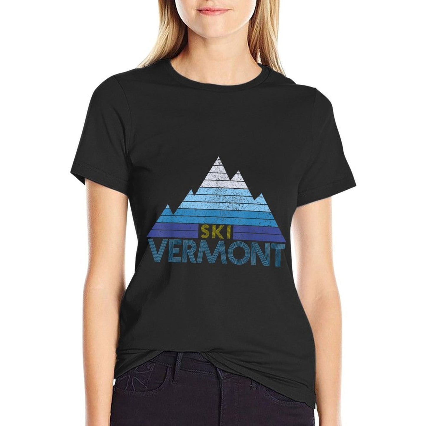 Vermont Ski Souvenir Vintage Mountain Sports Winter Sports Relaxed-fit T-Shirt