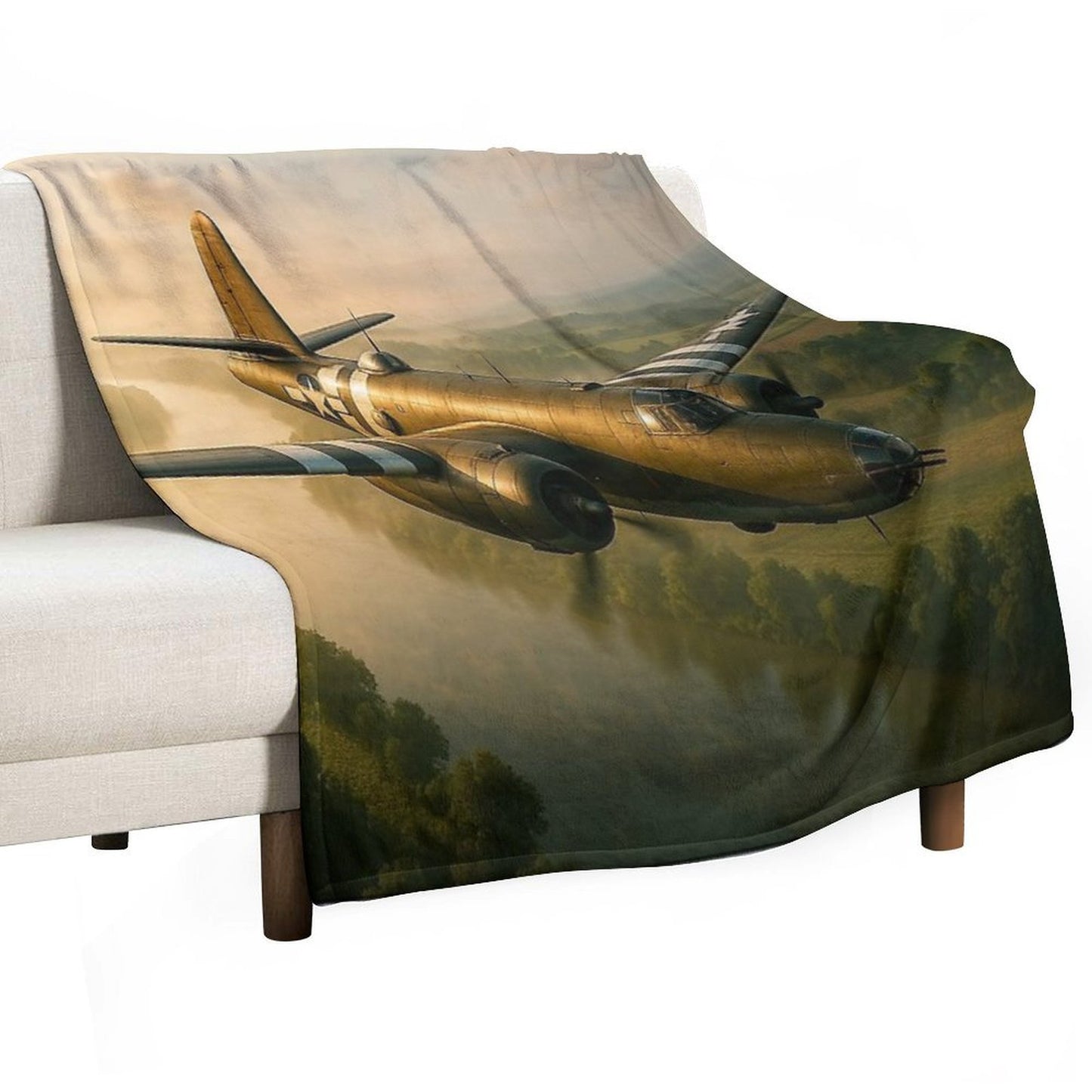 B-26 Marauder Skimming The Misty Valley All-season Throw Blanket