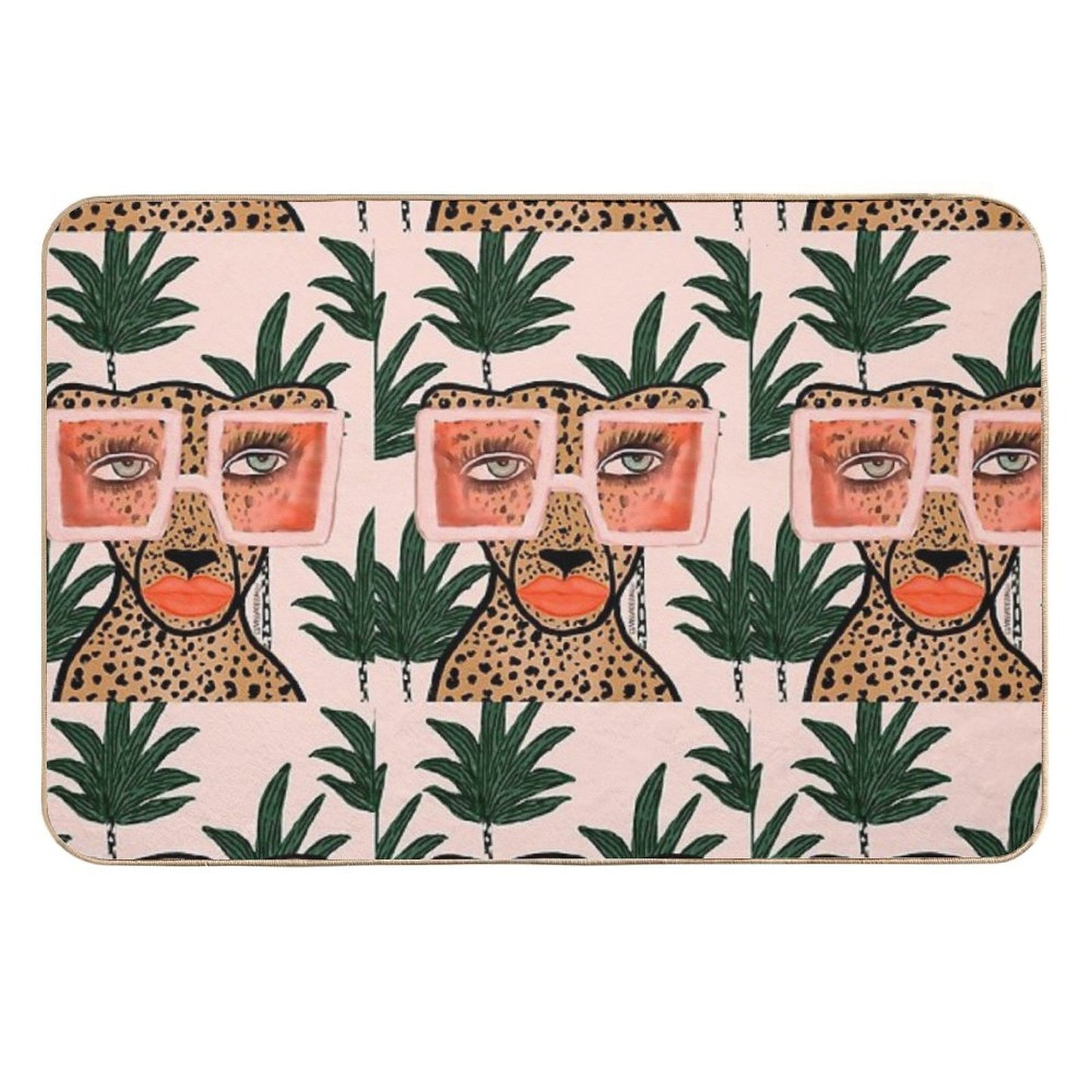 Tropical Glam Cat Easy To Clean Bath Mat