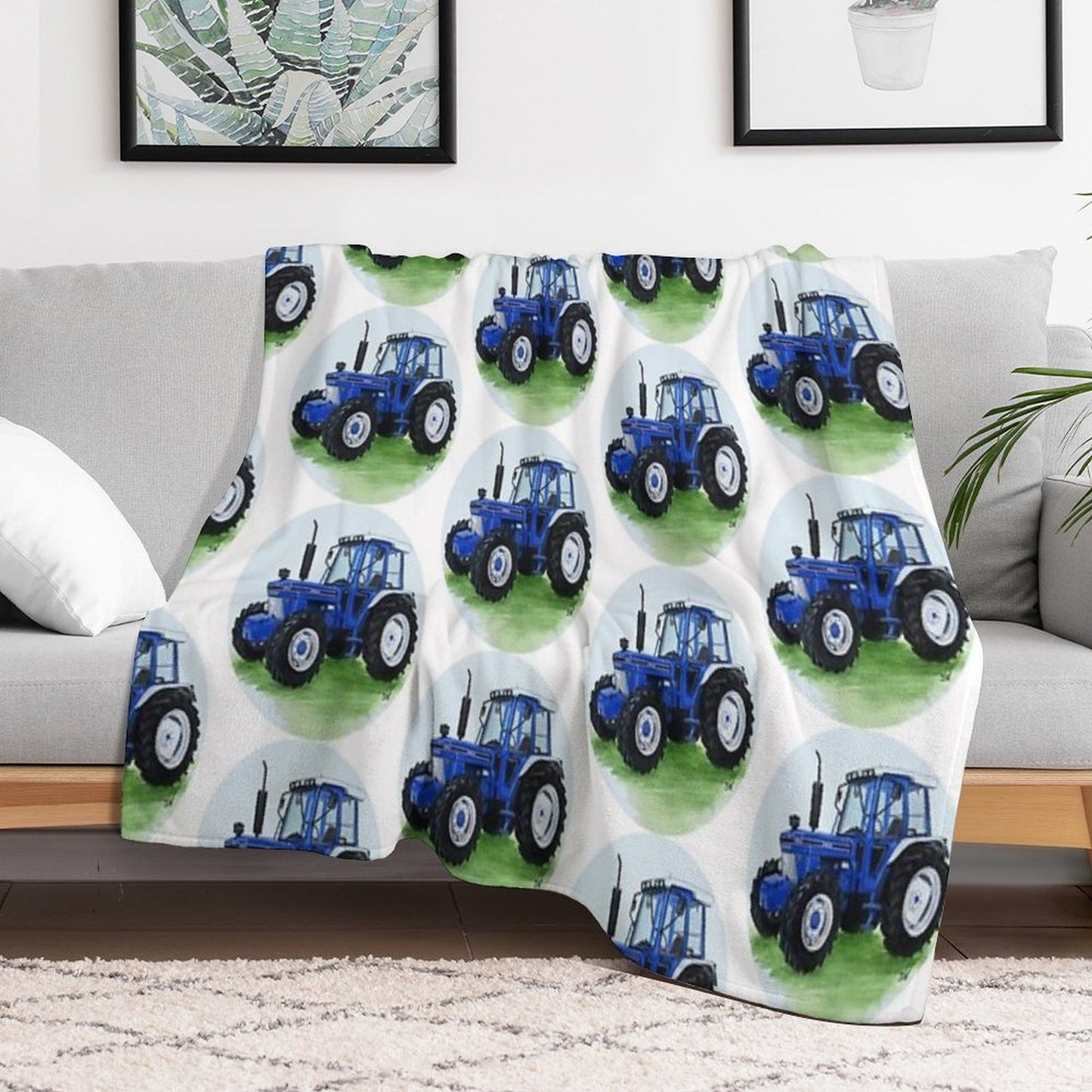 Blue Classic Tractor Gift-ready Throw Blanket