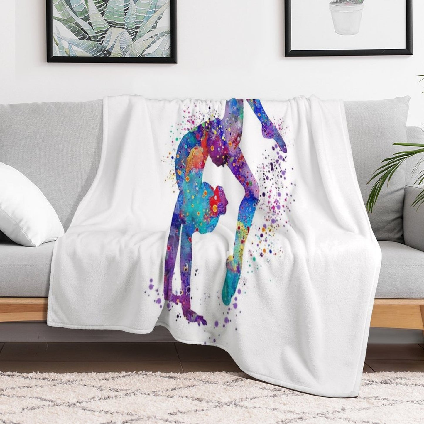 Gymnastics Tumbling Watercolor Sports Anti-pilling Throw Blanket