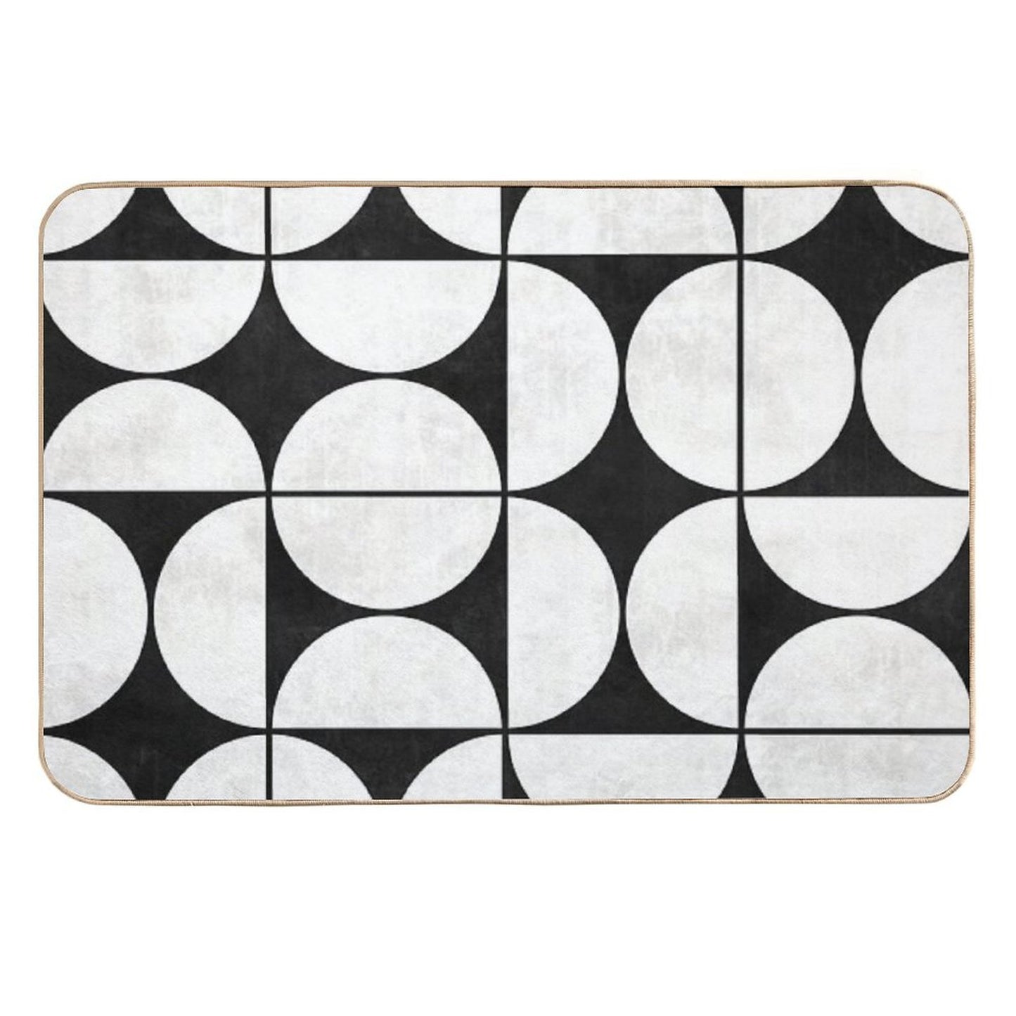 Mid-Century Modern Pattern No.2 - Black And White Concrete Non-Slip Bath Mat