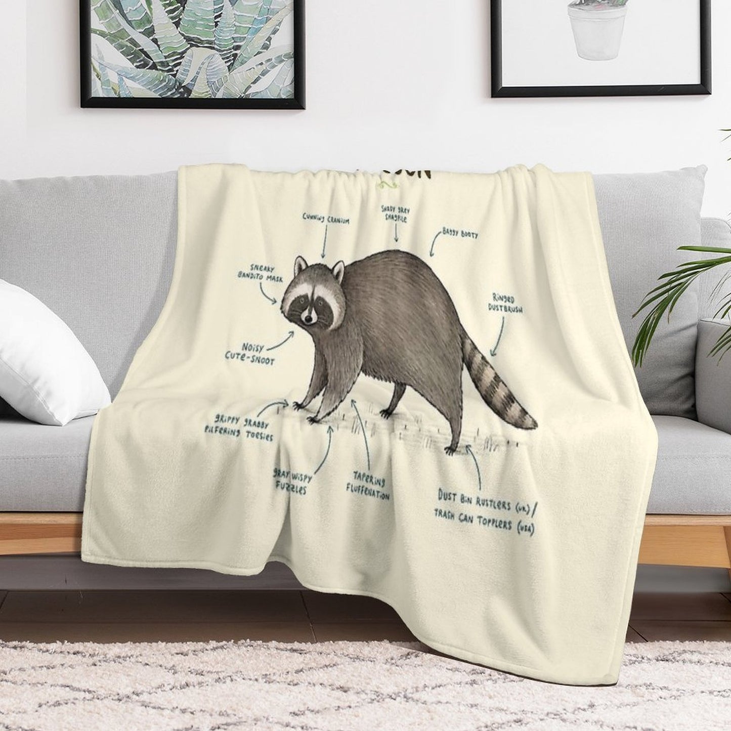 Anatomy of A Raccoon Anti-pilling Throw Blanket