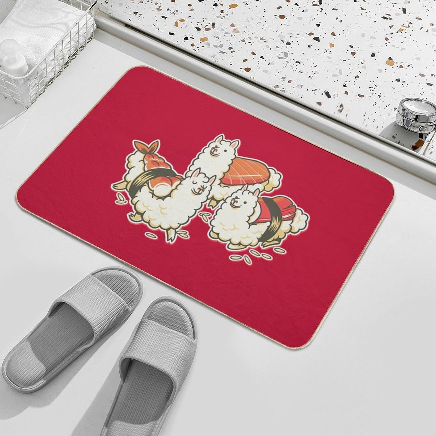 Alpaca Sushi Niguiri Eco-Friendly Bath Mat
