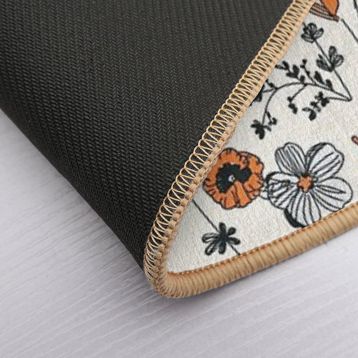 Orange Flower Pattern Long-Lasting Bath Mat