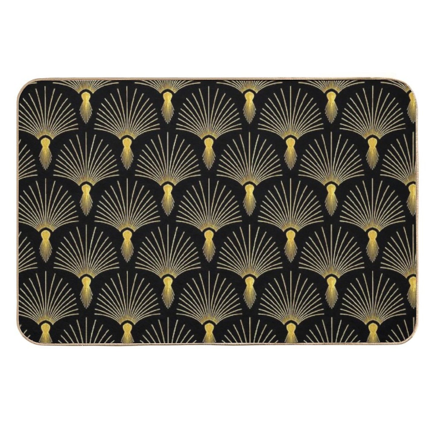 Vintage Hollywood Elegant Golden And Black Art Deco Pet-Safe Bath Mat