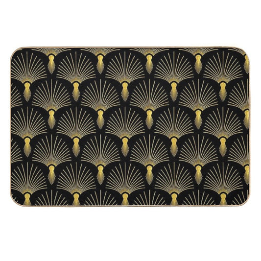 Vintage Hollywood Elegant Golden And Black Art Deco  Pet-Safe Bath Mat