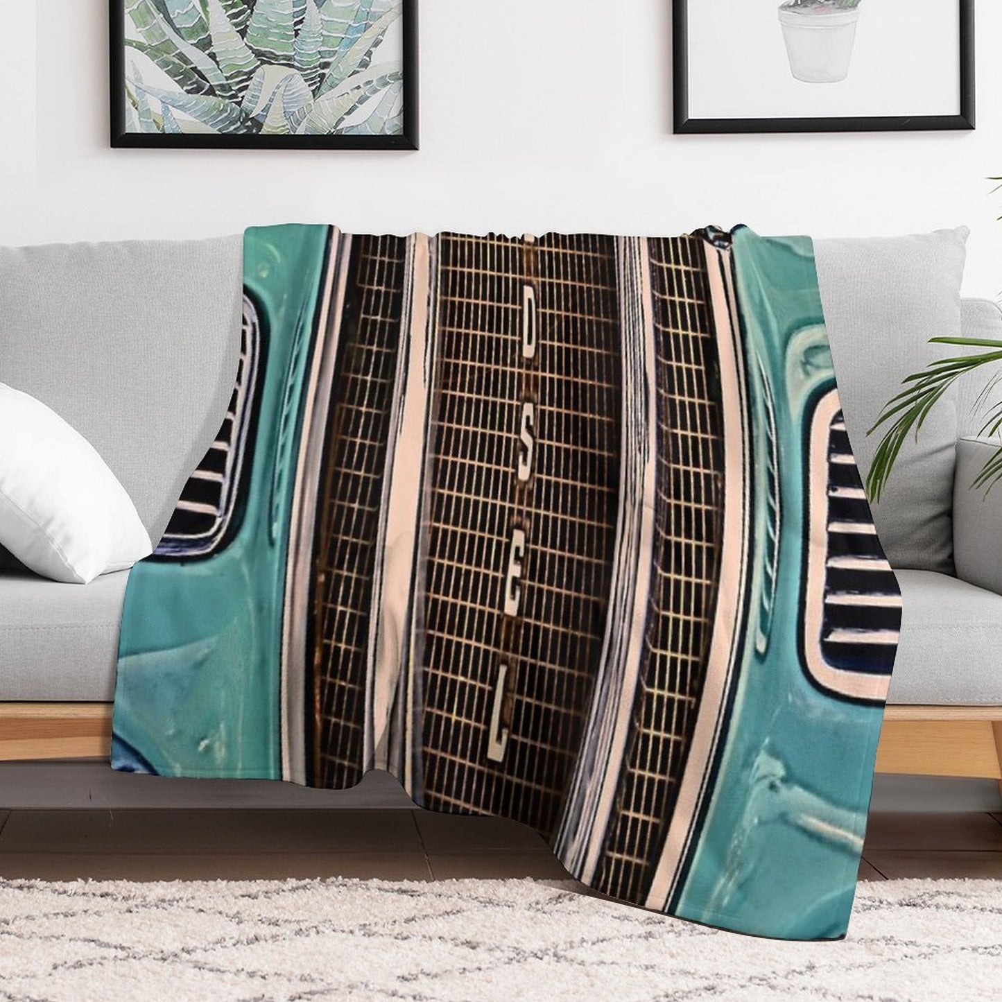 Ford Edsel Classic Car Grill And Logo Premium Throw Blanket