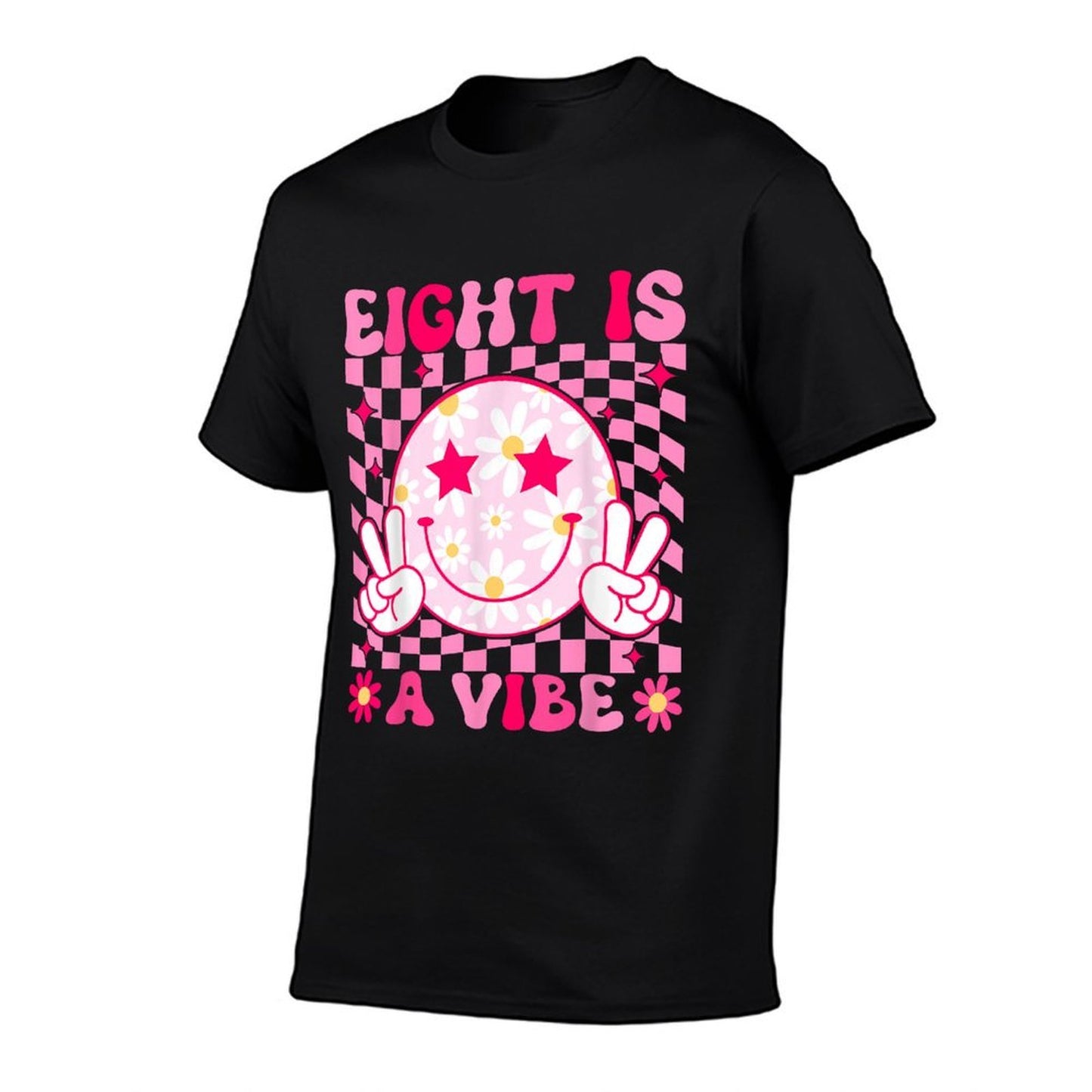 Eight Is A Vibe Birthday Groovy 8 Year Old Girl 8th Birthday Summer-ready Fabric T-Shirt