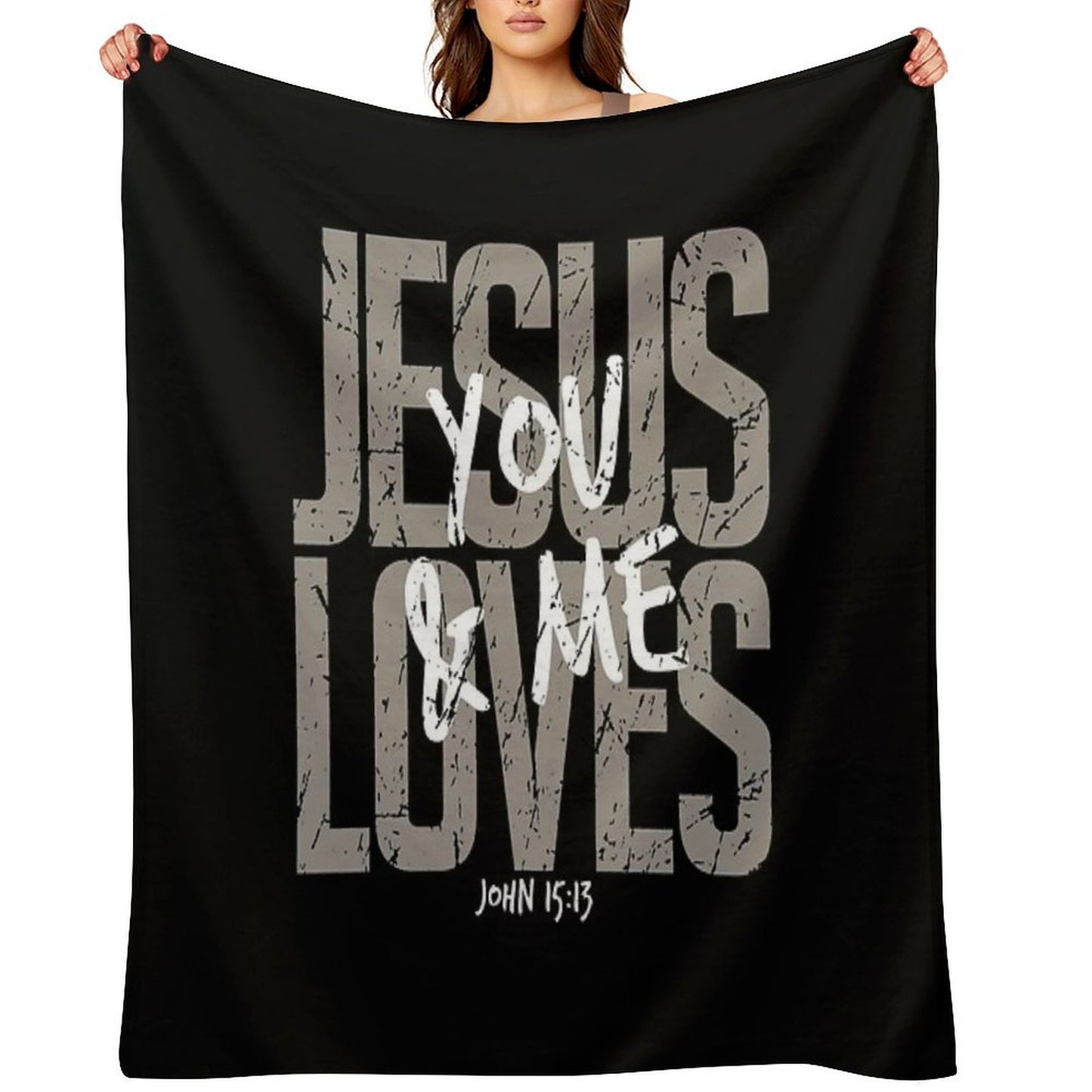 Jesus Loves You, Bible Verse, Christian, Religious, Jesus Sustainable Throw Blanket