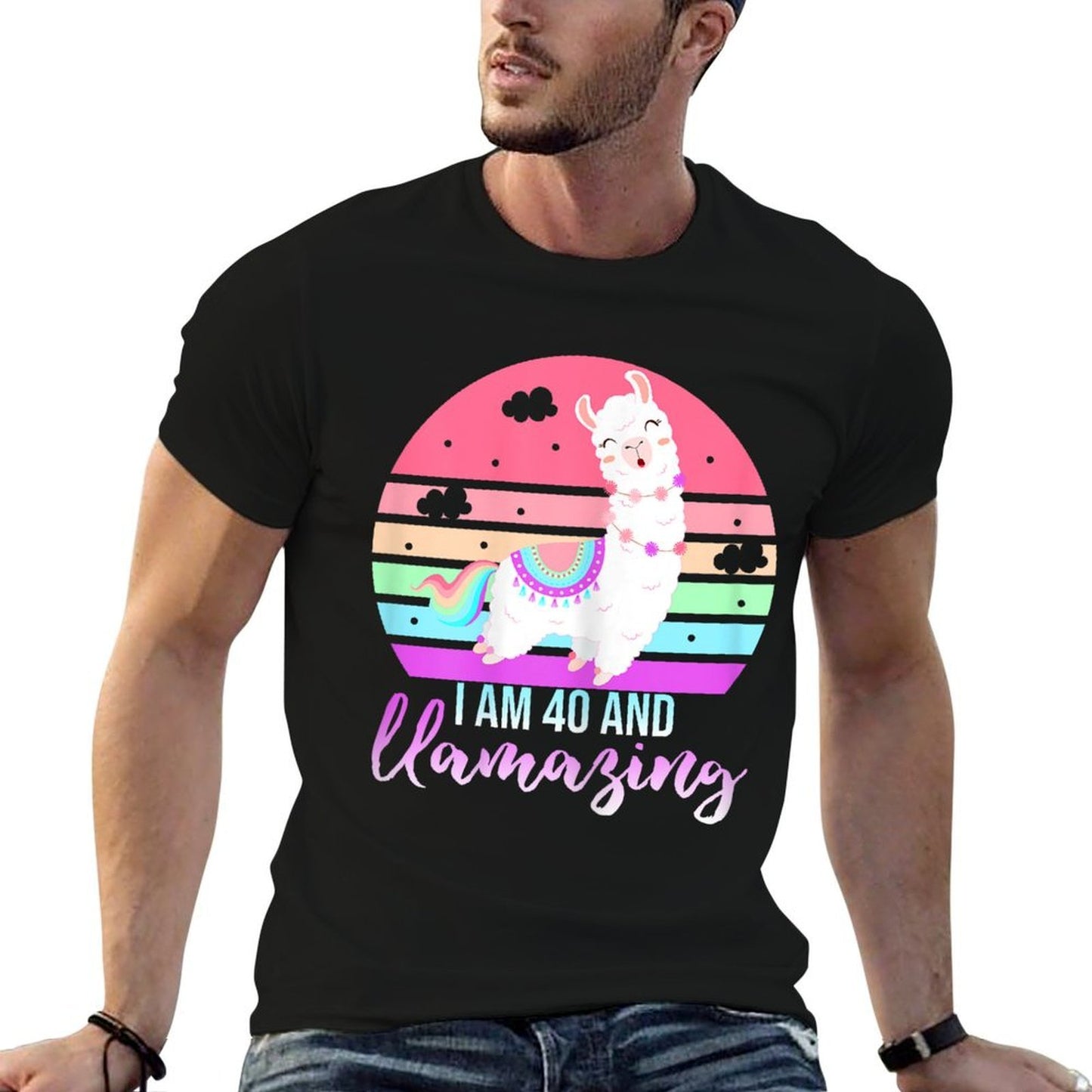 40 Years Old 40th Birthday Llamazing Llama Gift Stretchy T-Shirt