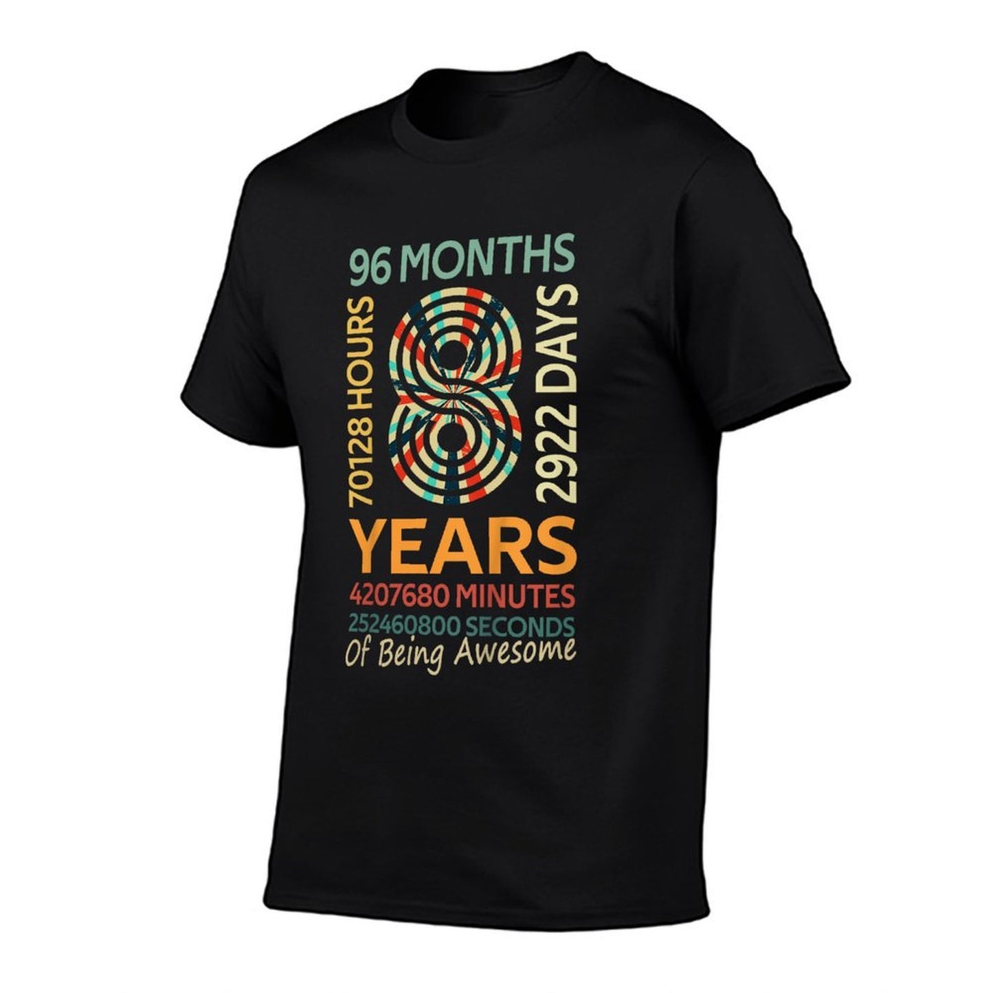 8th Birthday 8 Years Old Vintage Retro 96 Months Heathered Texture T-Shirt