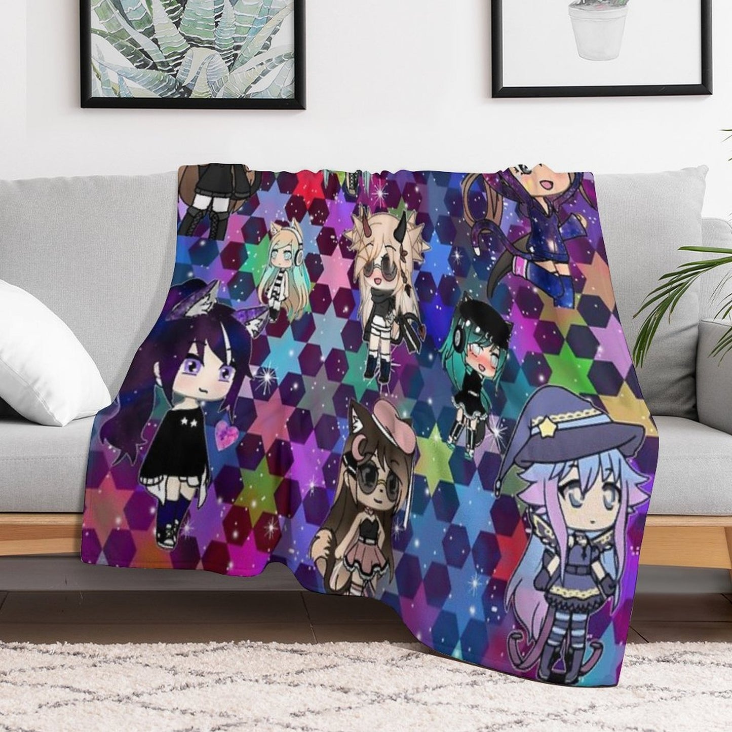 Gacha Life Girl Bundle Pack Stars Anti-pilling Throw Blanket