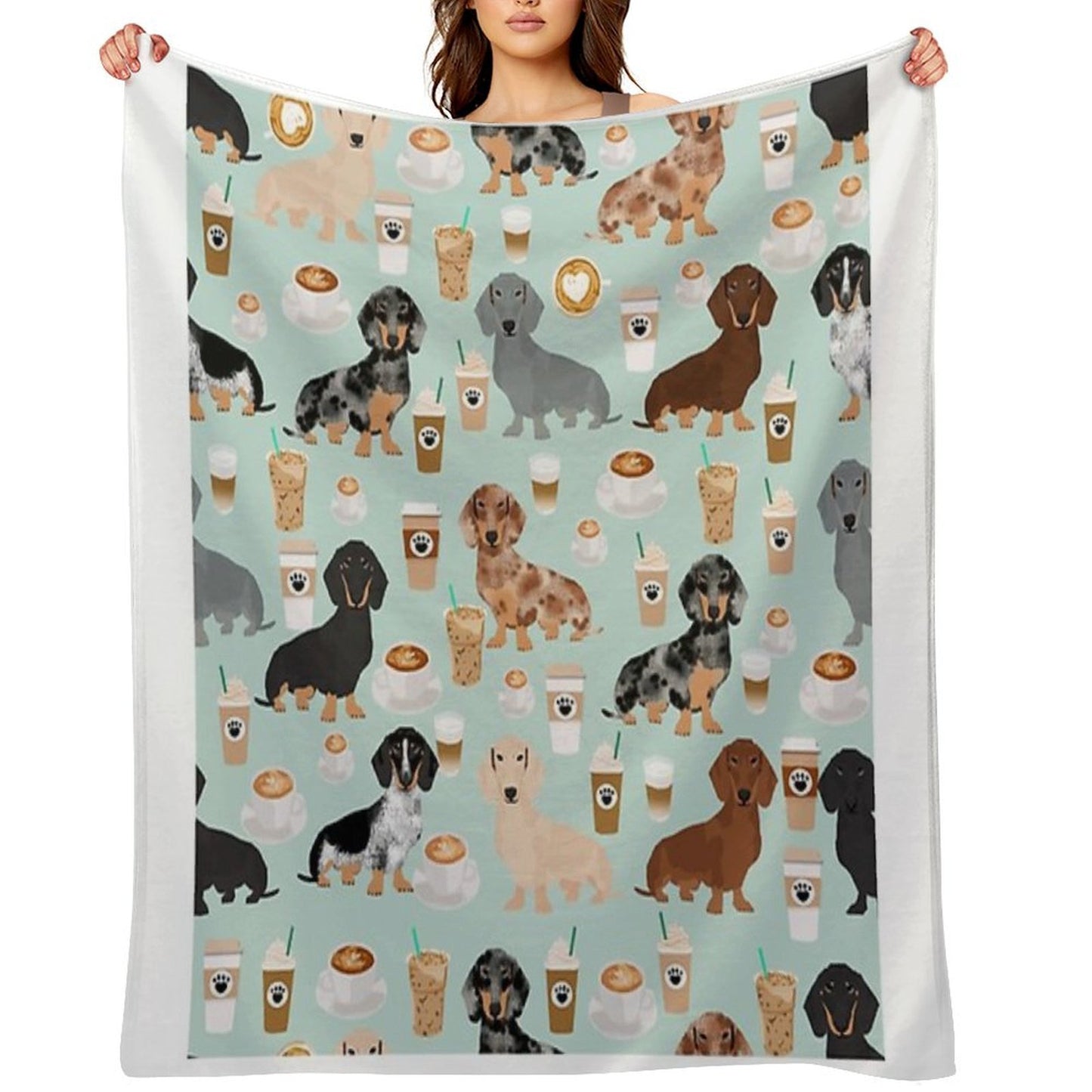 Dachshund Dog Cartoon Funny Lunch Comfort Throw Blanket