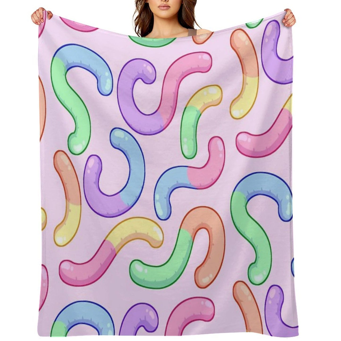 Gummy Worm Pattern Compact Throw Blanket