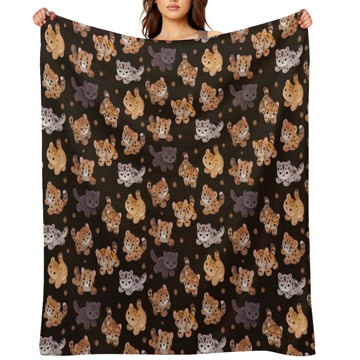 The Year of Big Cat Cubs - Dark All-season Throw Blanket