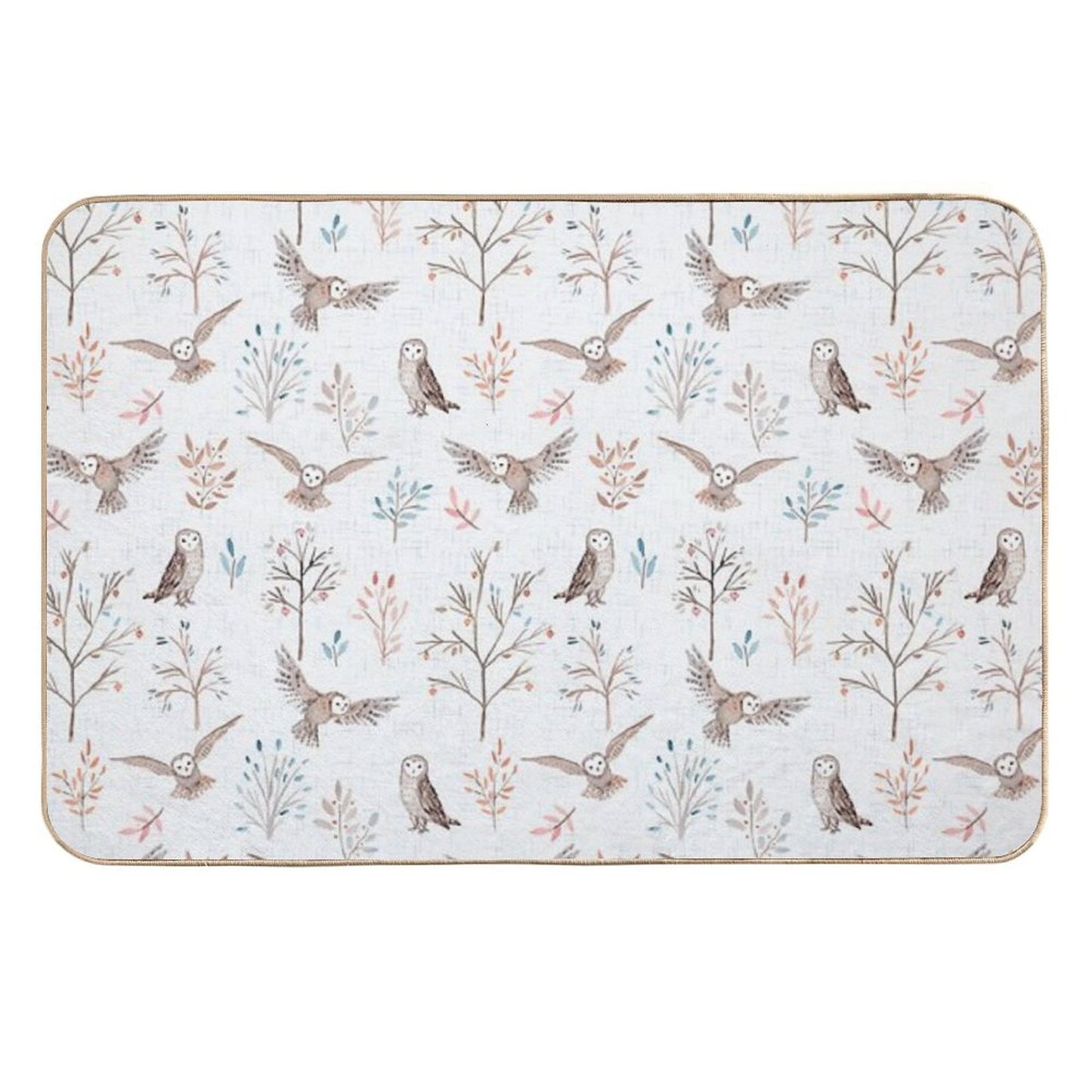 Magic Pastel Forest with Owls Non-Slip Bath Mat