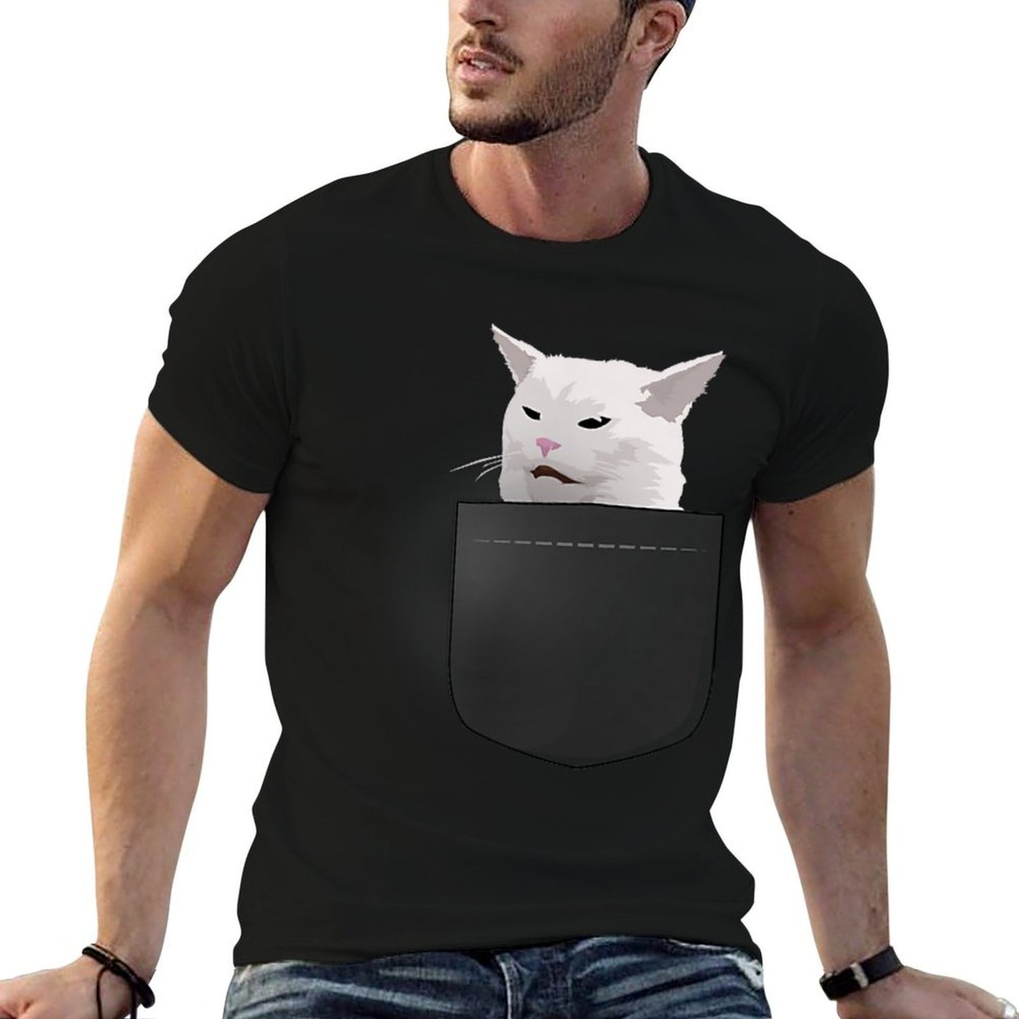 Woman Yelling at A Cat Meme Funny Cat In Pocket Gift Wrinkle-resistant T-Shirt