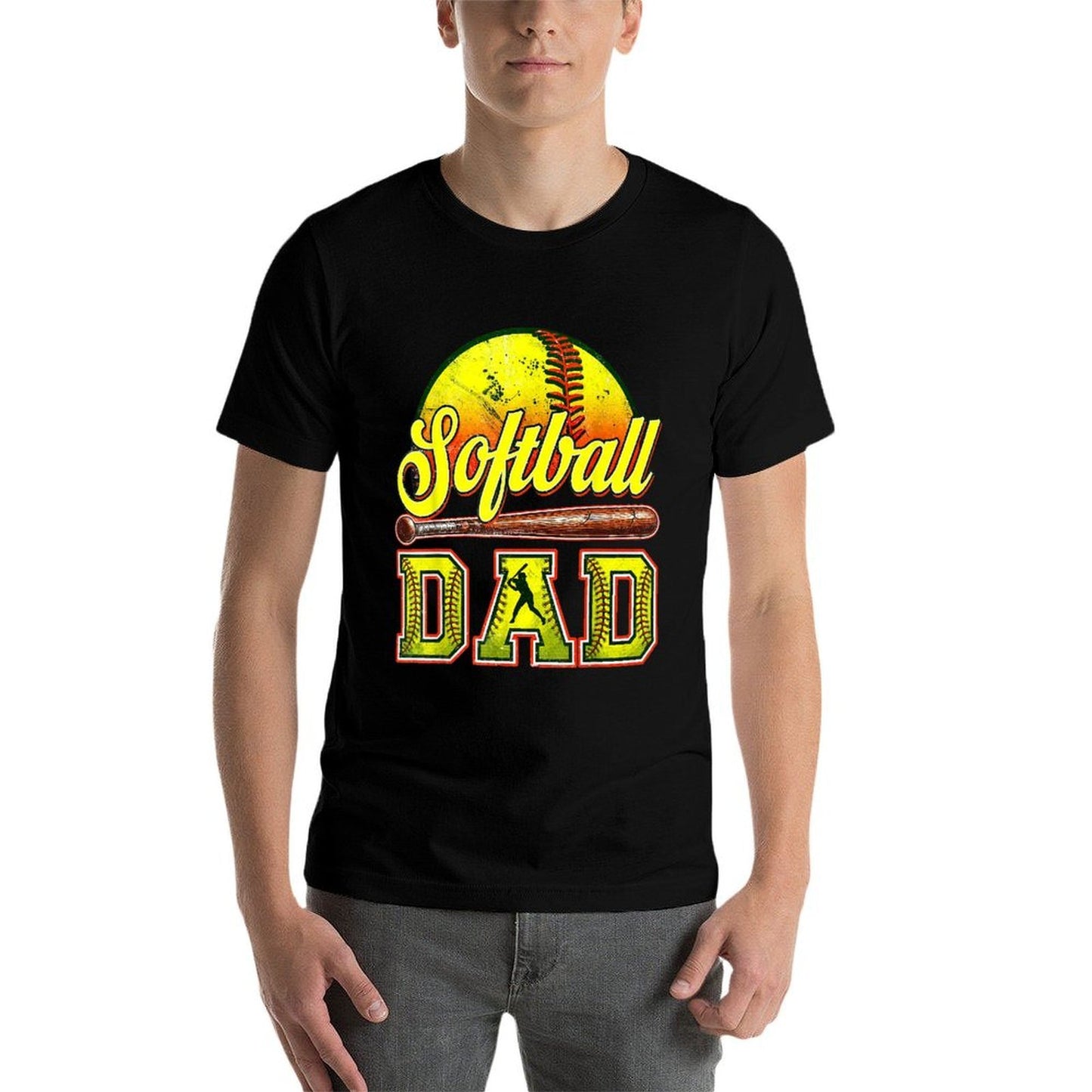 Retro Softball Dad Game Day Dad Fathers Day  Moisture-wicking T-Shirt