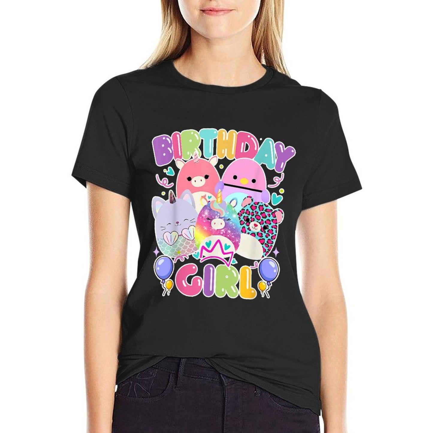 Cute Birthday Girl Squish Squad Mallow Girls Kids Bday Party Easy-care T-Shirt