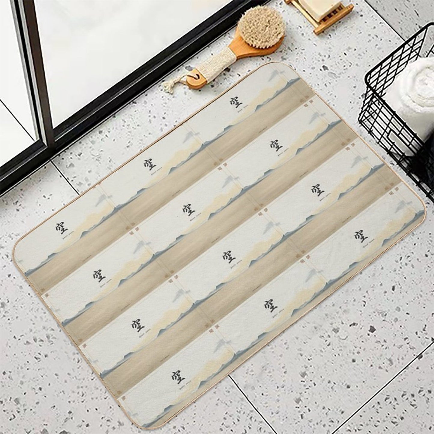 Traditional Chinese Calligraphy 空(Kū)– Echoes of Silence Easy Maintenance Bath Mat