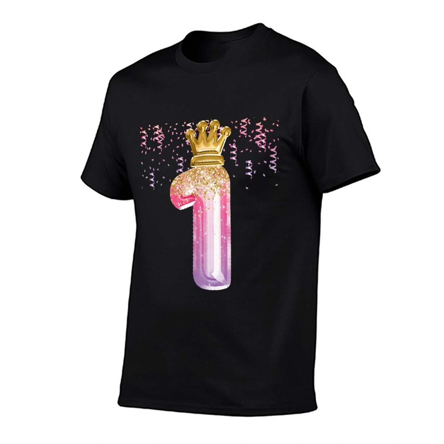 1st Birthday Gift Girls Pink Balloons Crown First One Relaxed-fit T-Shirt