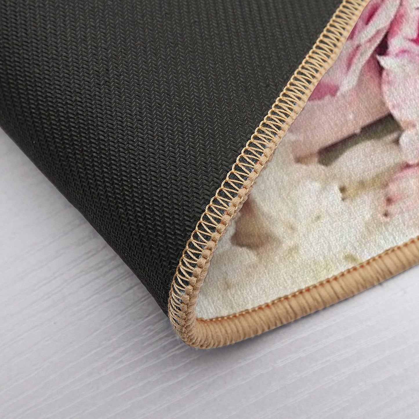 Peonies on White Durable Bath Mat