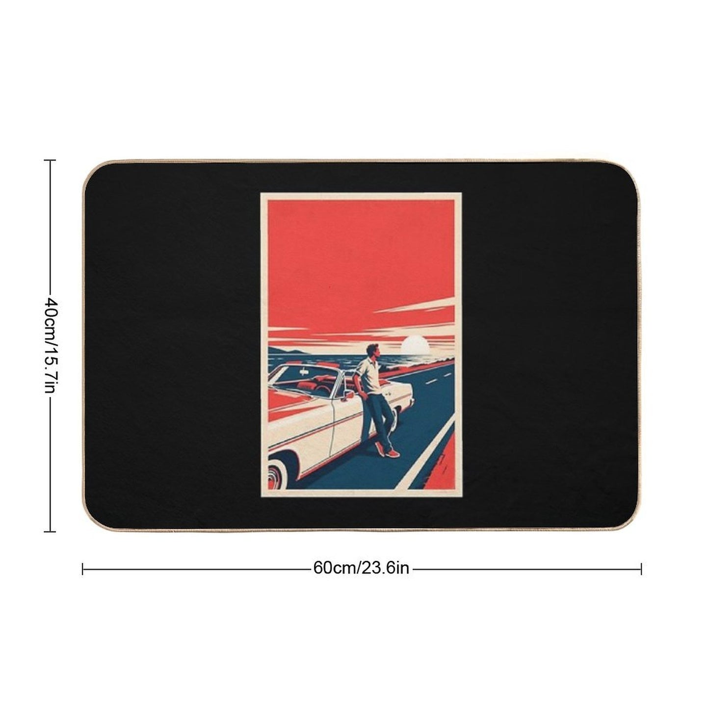 Classic Convertible on Coastal Road in Hope Style Non-Slip Bath Mat