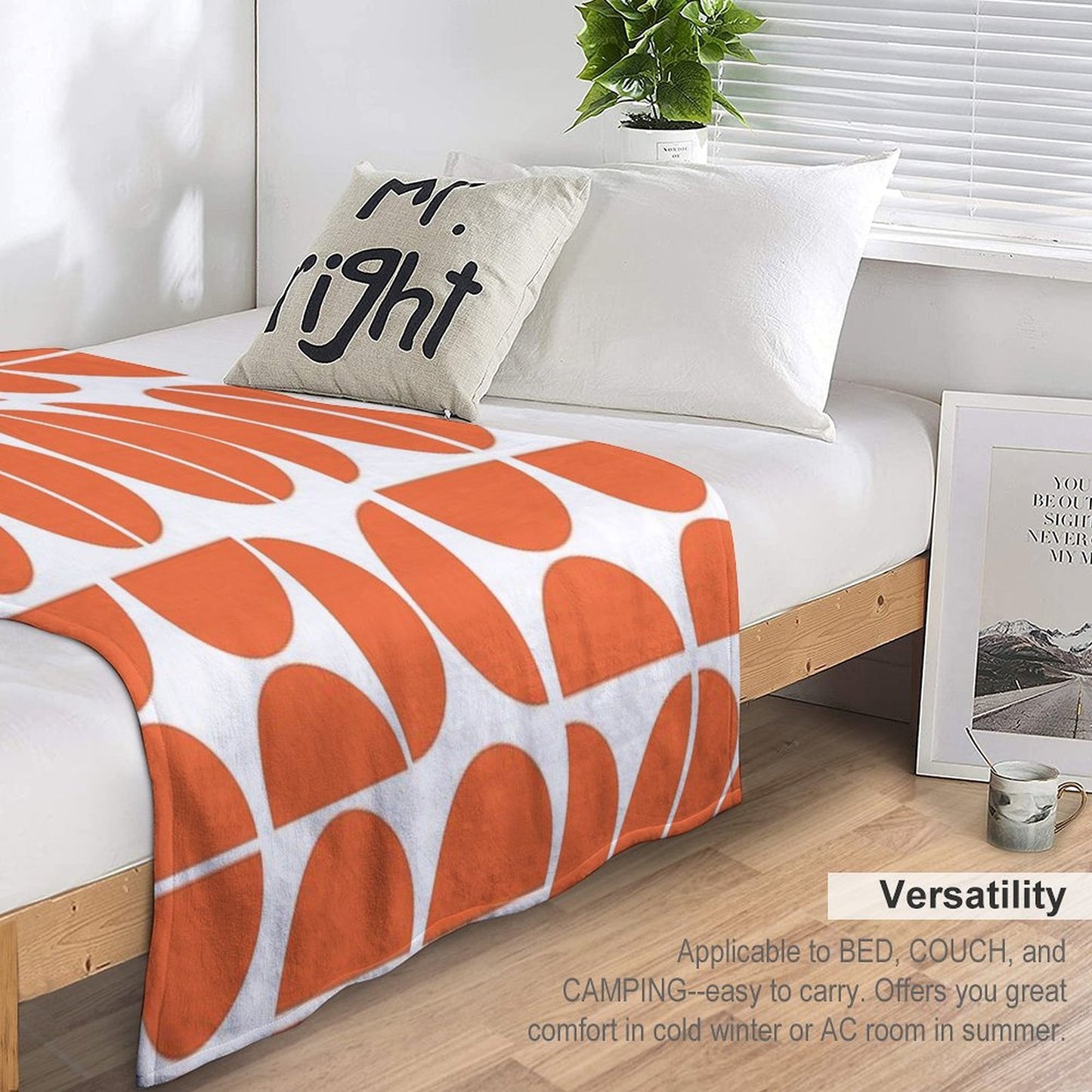 Mid-Century Modern Geometric Orange All-season Throw Blanket