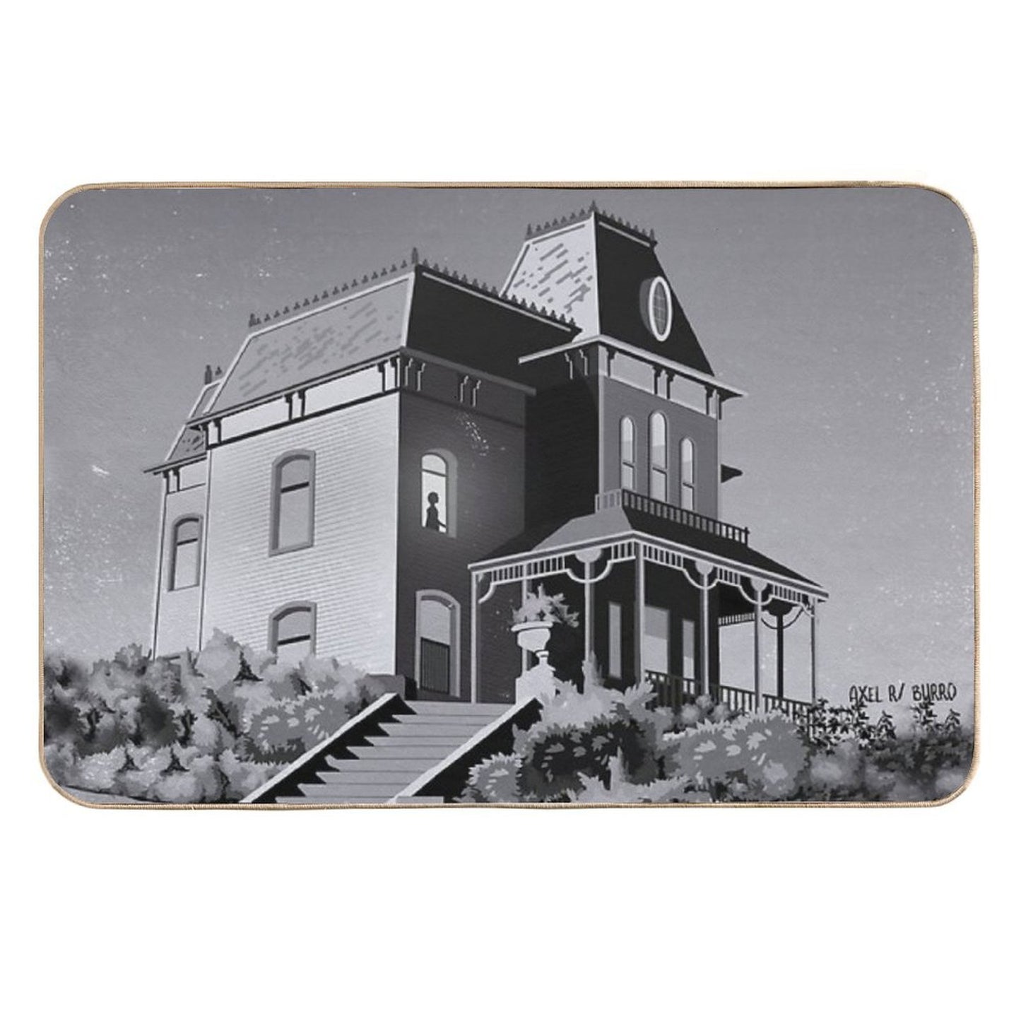 Alfred Hitchcock's Psycho Illustration by Burroi Long-Lasting Bath Mat