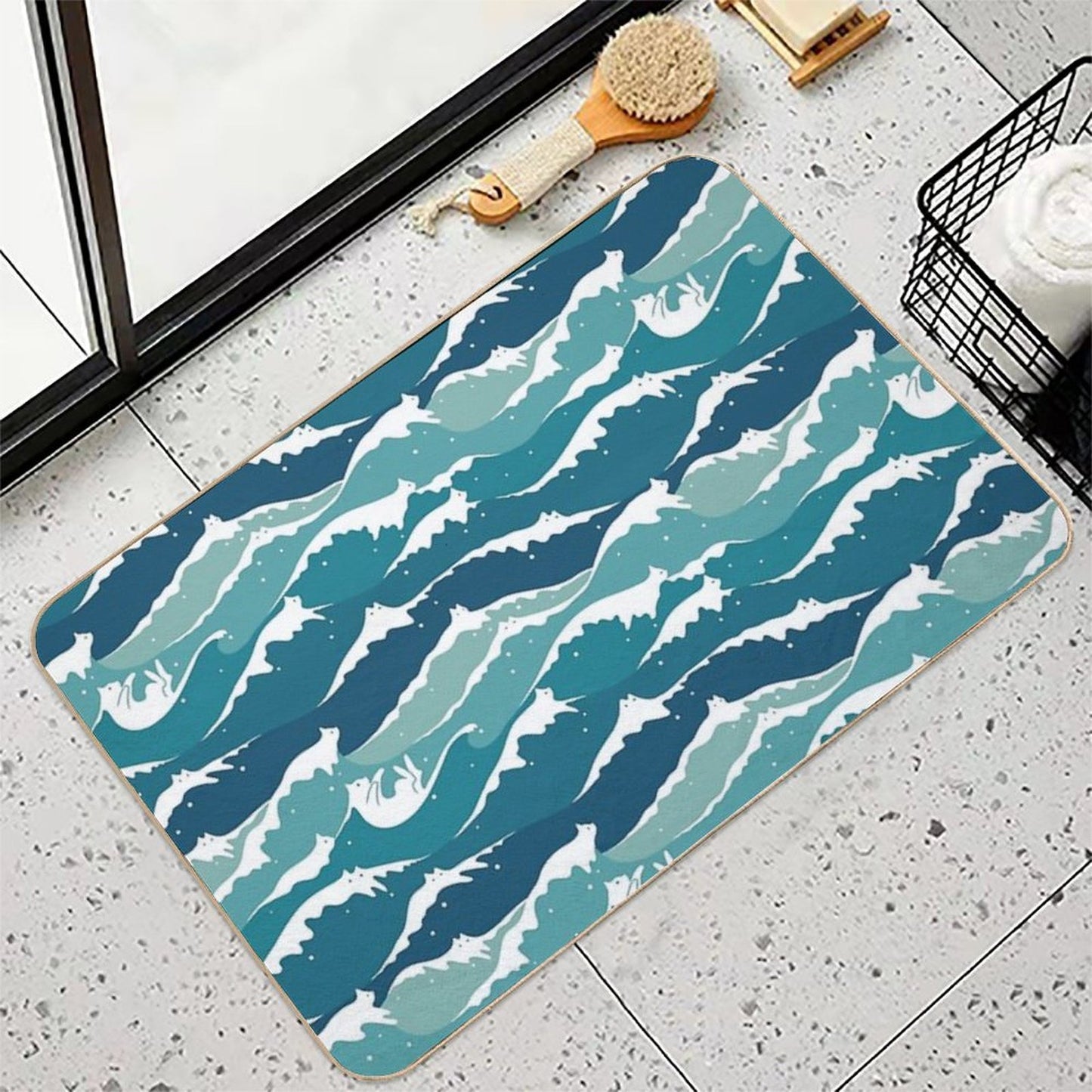 Cat Landscape 135 Cat Waves Anti-Trip Bath Mat