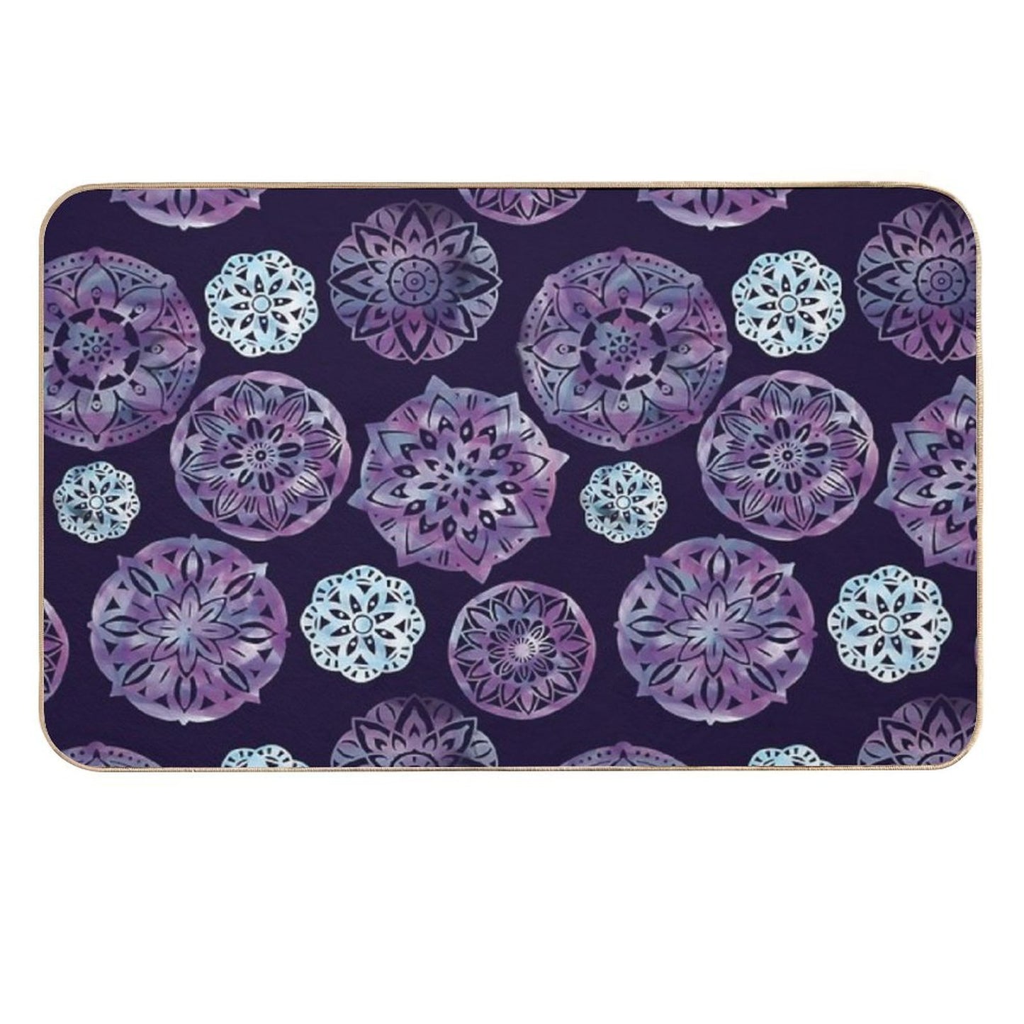 Watercolor Mandala Digital Drawing Repositionable Bath Mat