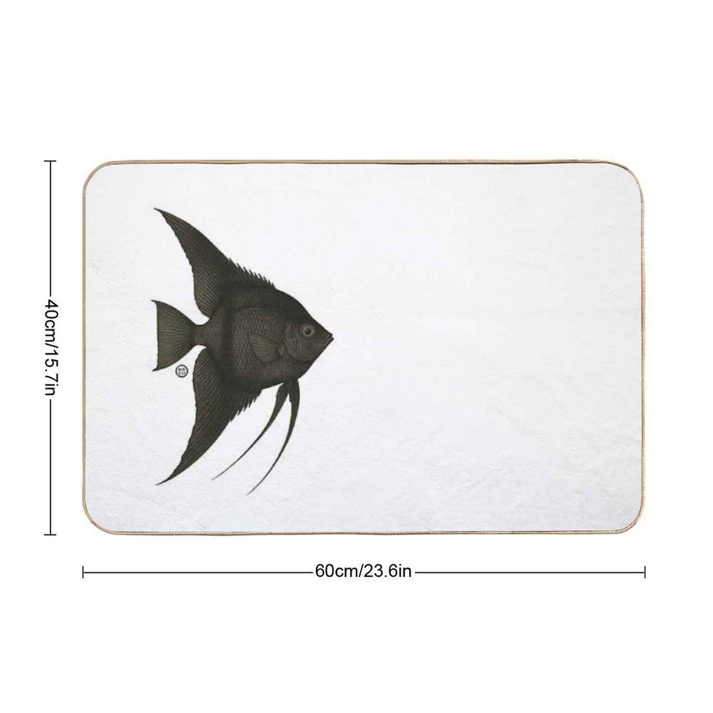 Black Angelfish - Vintage Japanese Style - Angel Fish Anti-Trip Bath Mat