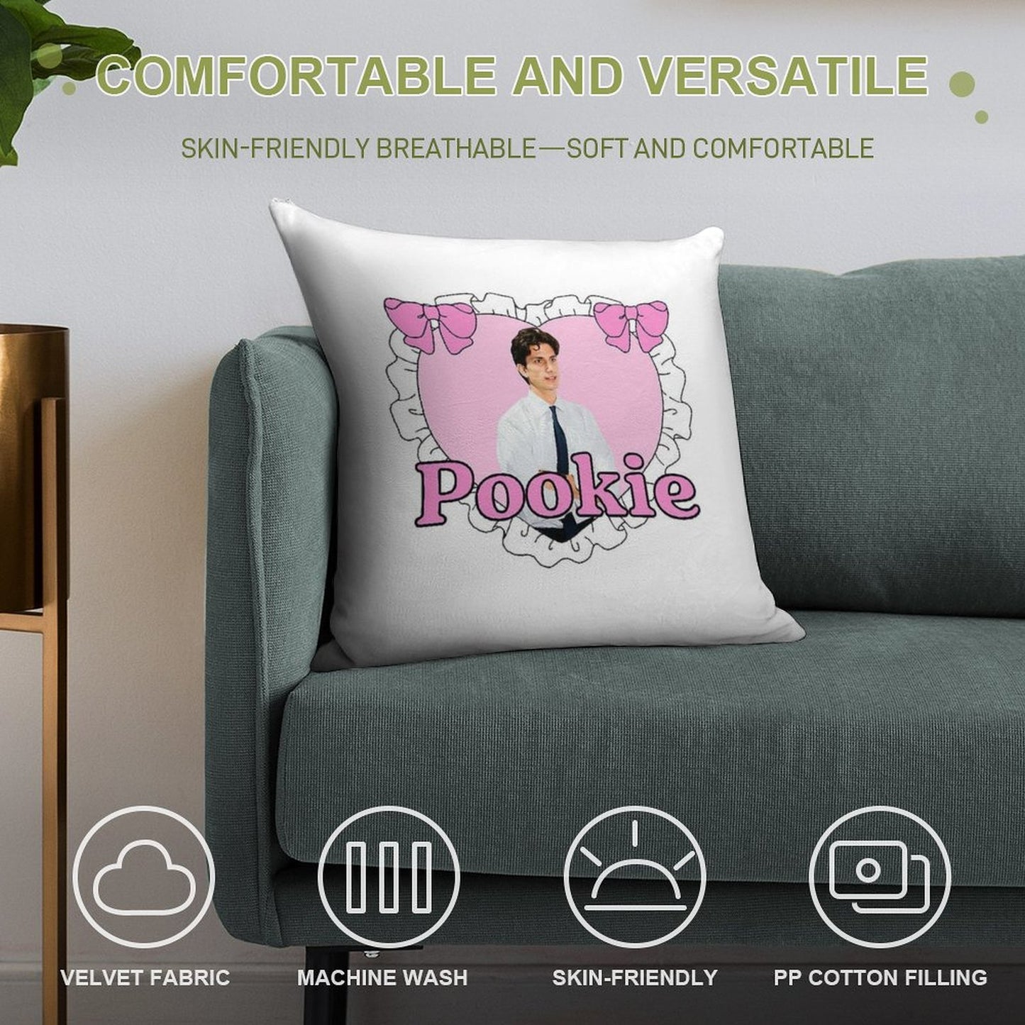 Jack Schlossberg Pookie Lace Heart Soft Warmth Comfort Throw Pillow