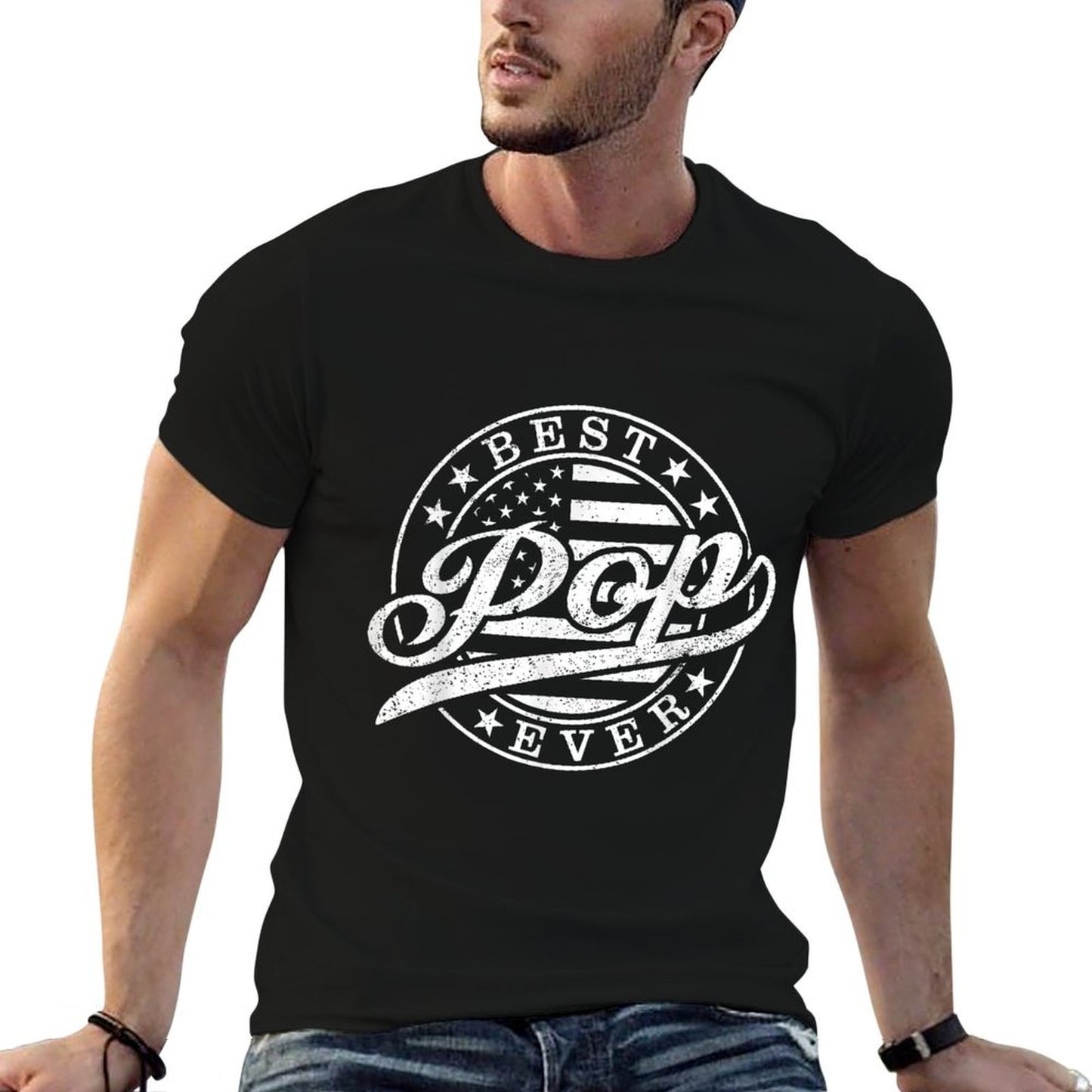 Best Pop Ever American US Funny Grandpa Fathers Day Eco-friendly Material T-Shirt
