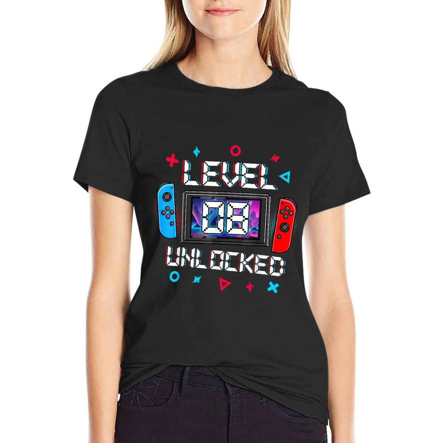 Level 8 Unlocked Gamer 8th Birthday Gift Video Game Boys  Breathable T-Shirt