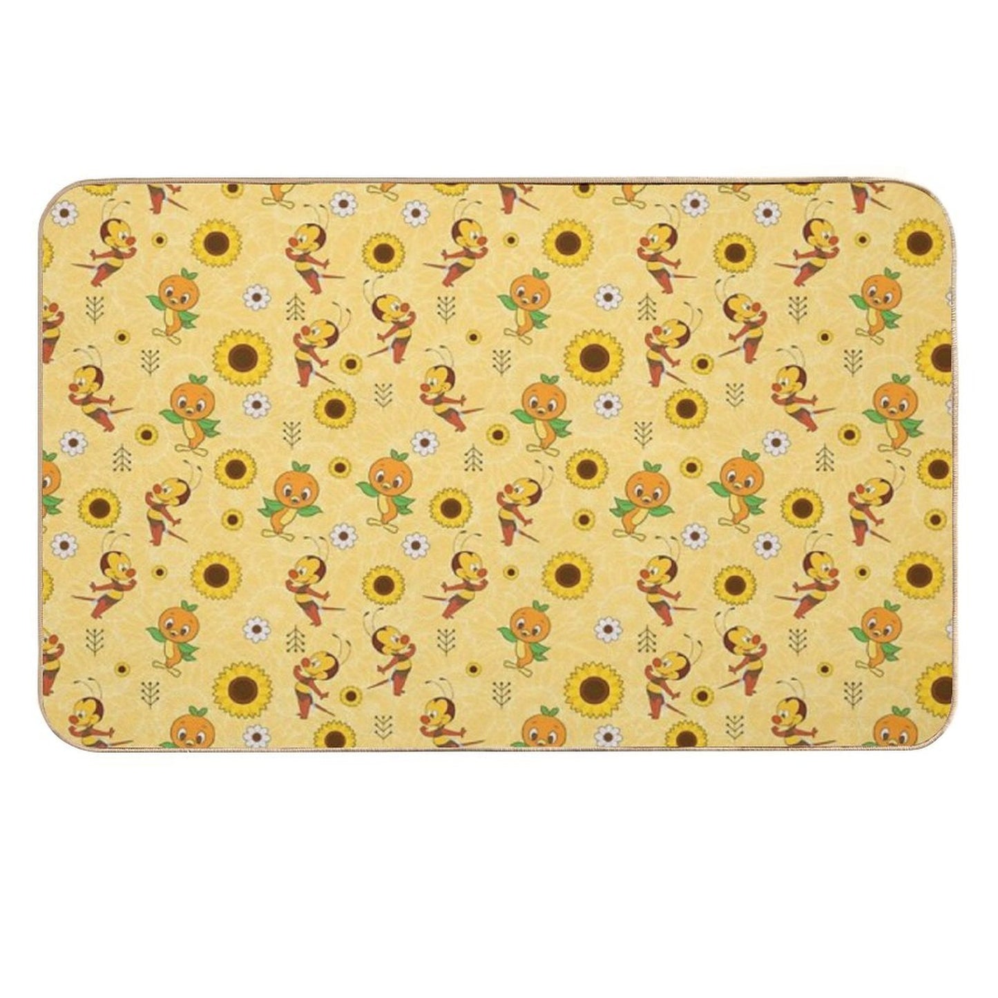 Spike The Bee And Orange Bird  Rapid-Drying Bath Mat