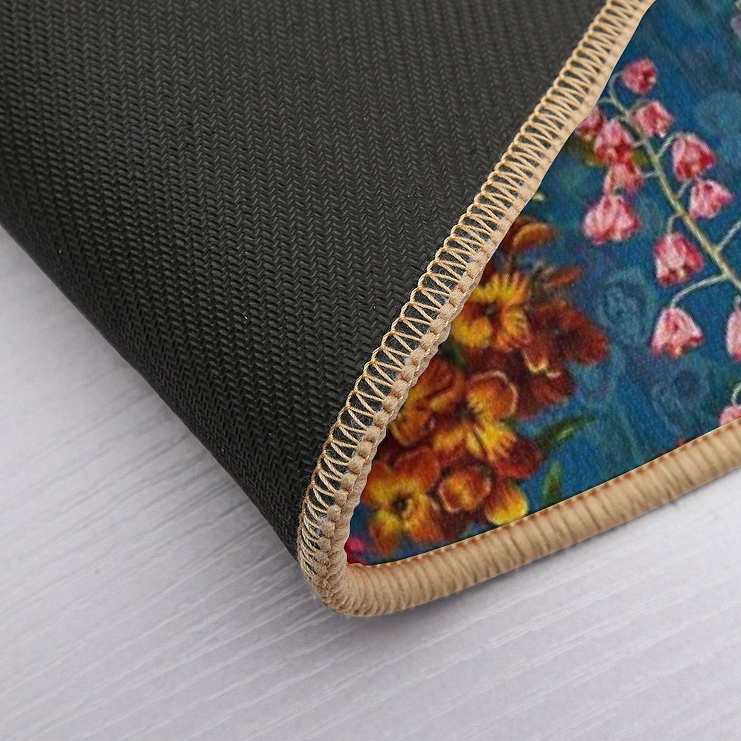 Vintage Blue Springflower Meadow Botanical Night Garden Odorless Bath Mat