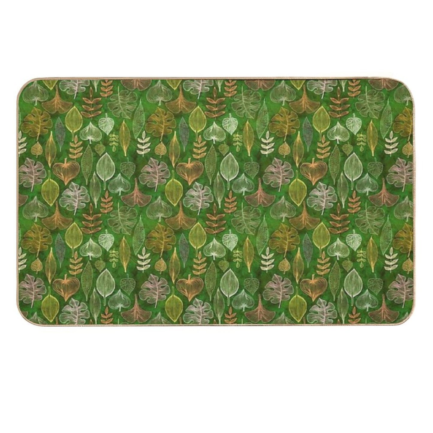 Leaves on Green Easy Maintenance Bath Mat