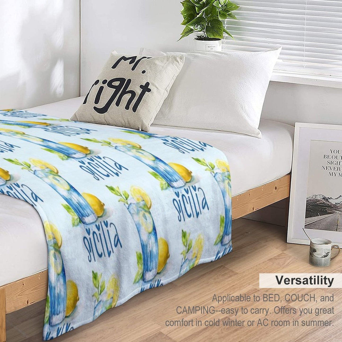 Sicilia Love – Italian Lemonade Watercolor Design Machine-washable Throw Blanket
