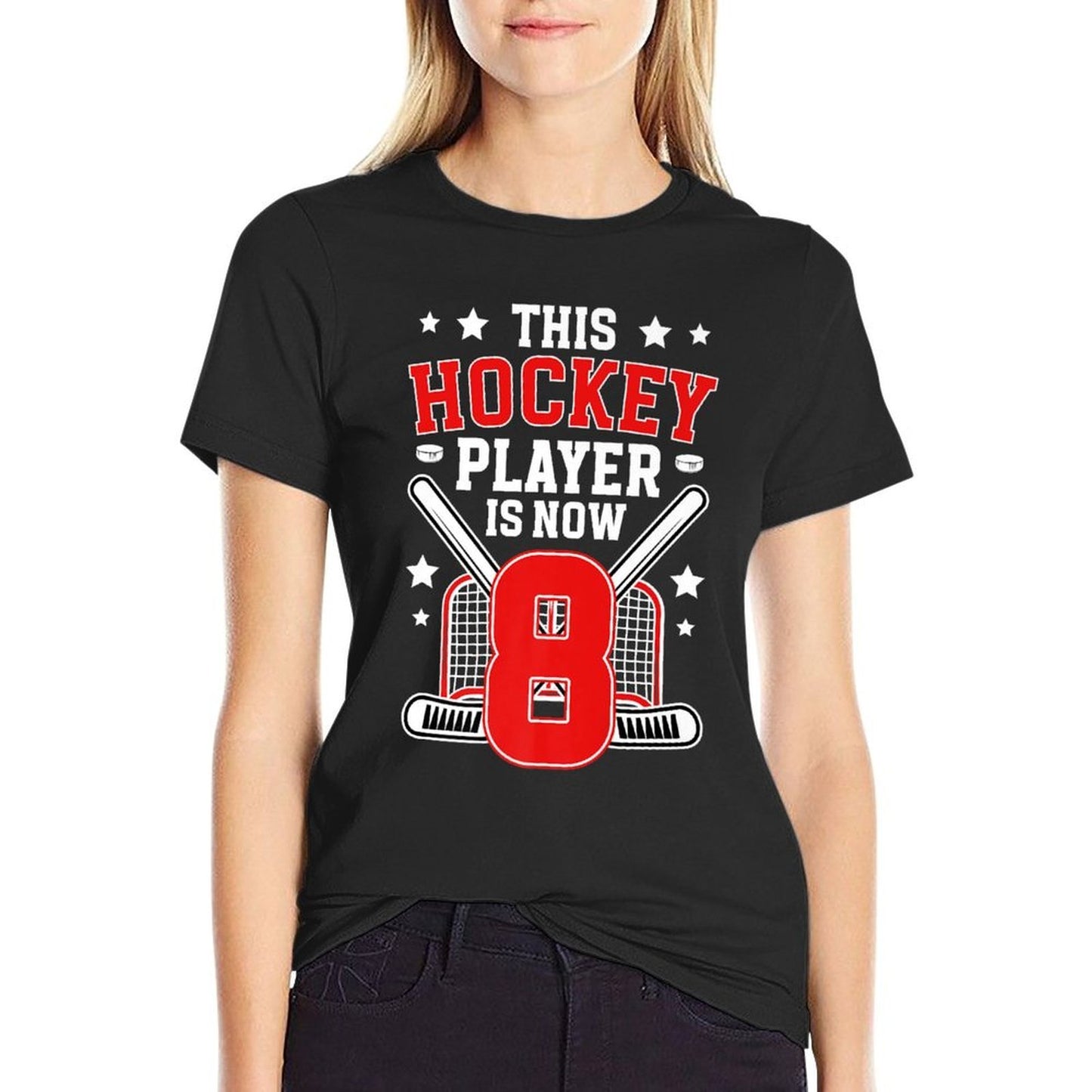 8th Ice Hockey Birthday Eight Year Old Ice Hockey Player Premium Eco-friendly Material T-Shirt