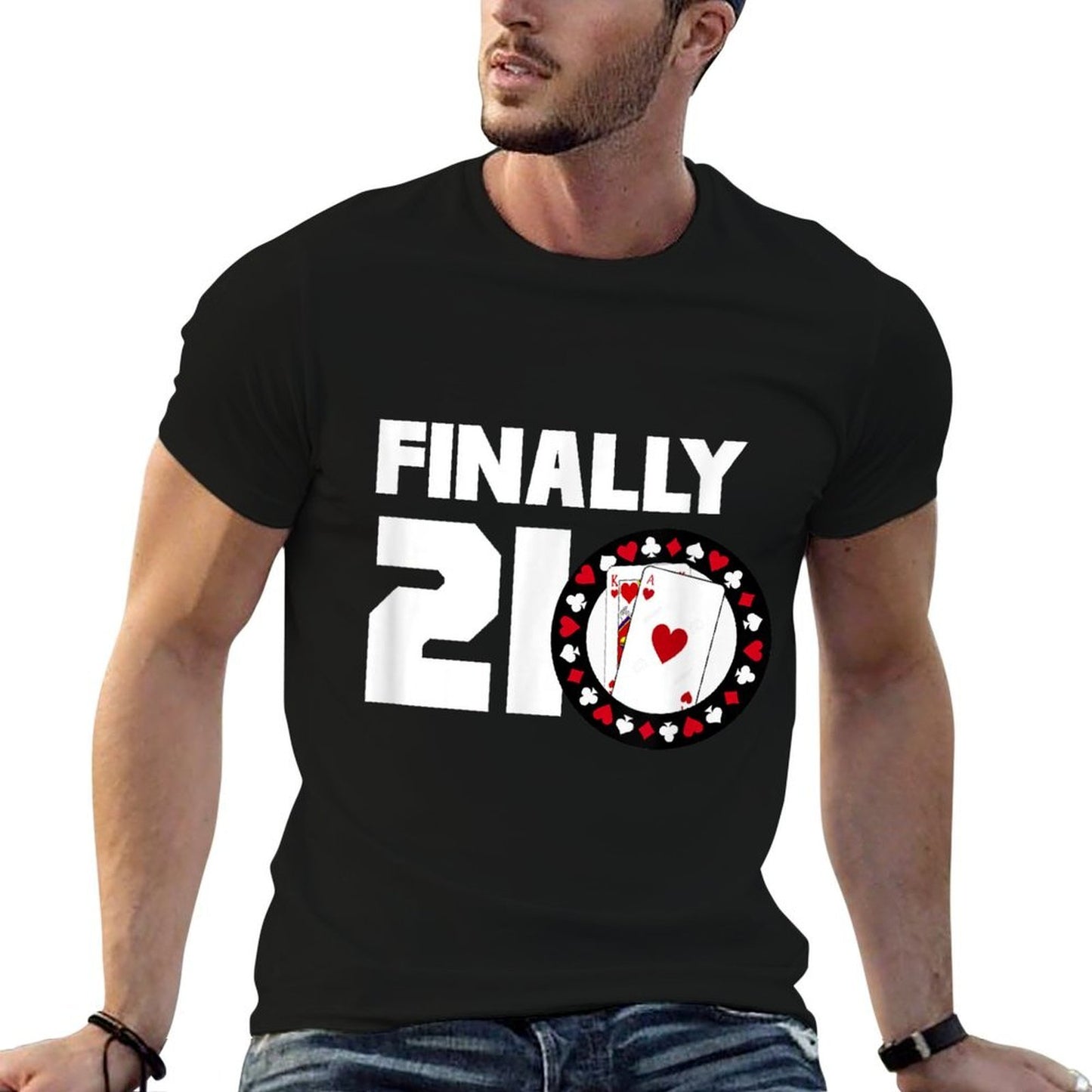 21 Years Old - 21st Birthday Poker Vintage-inspired T-Shirt