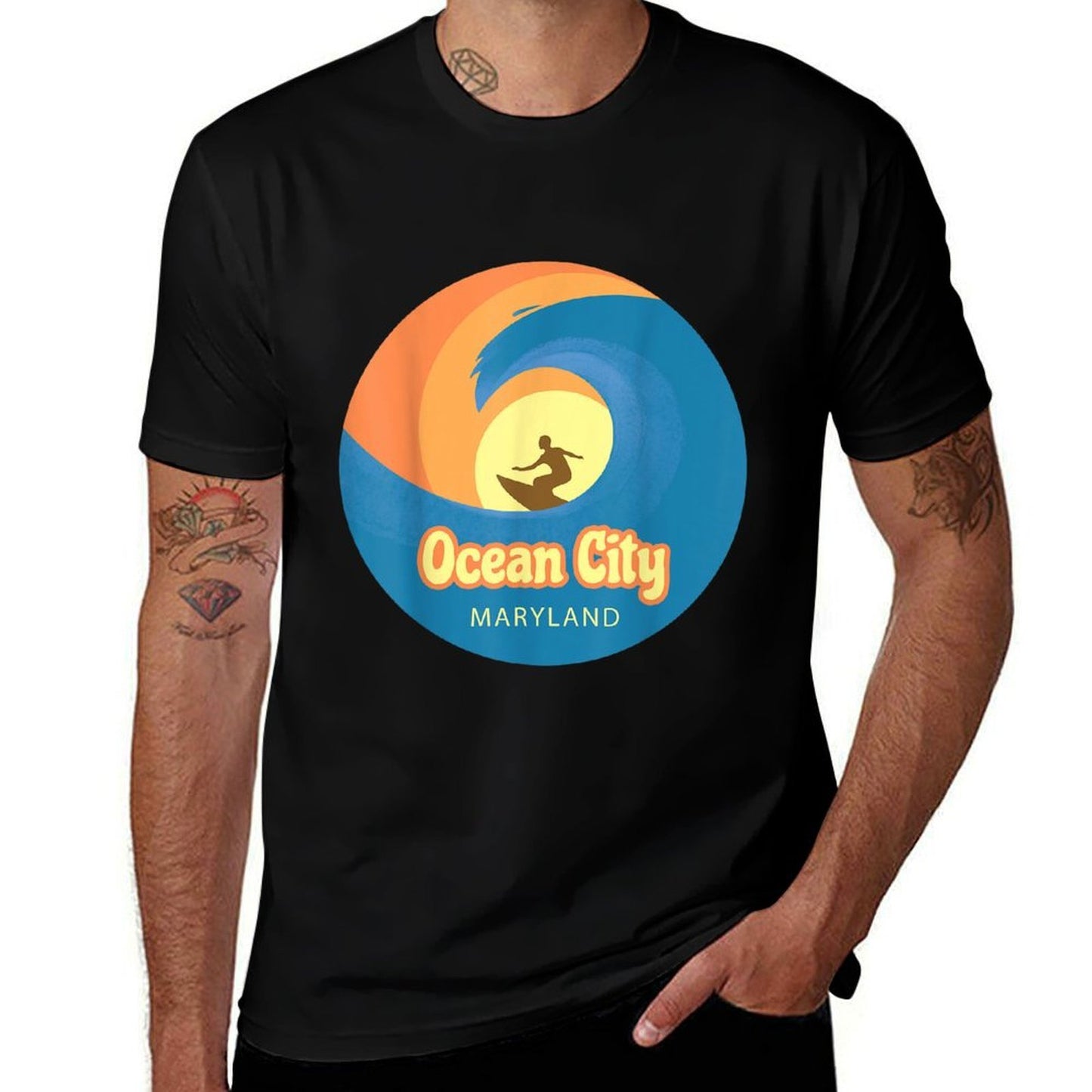 Ocean City Maryland Surfing Tshirt  Lightweight T-Shirt