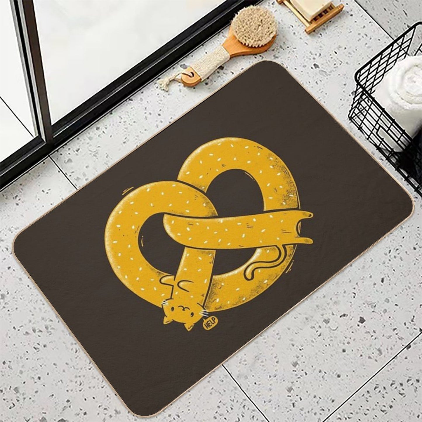 The Long Cat Is A Pretzel Toxin-Free Bath Mat