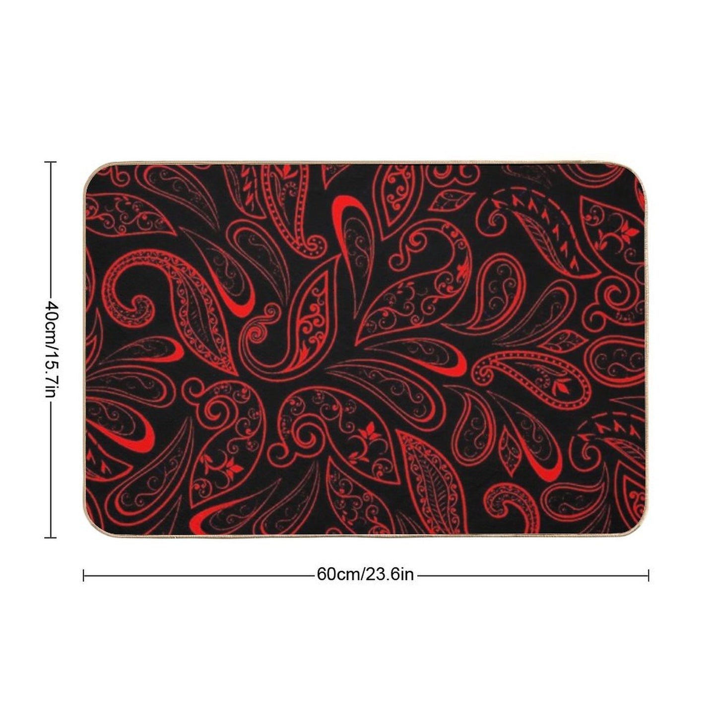 Color Red And Black RED BLACK PATTERN Absorbent Bath Mat