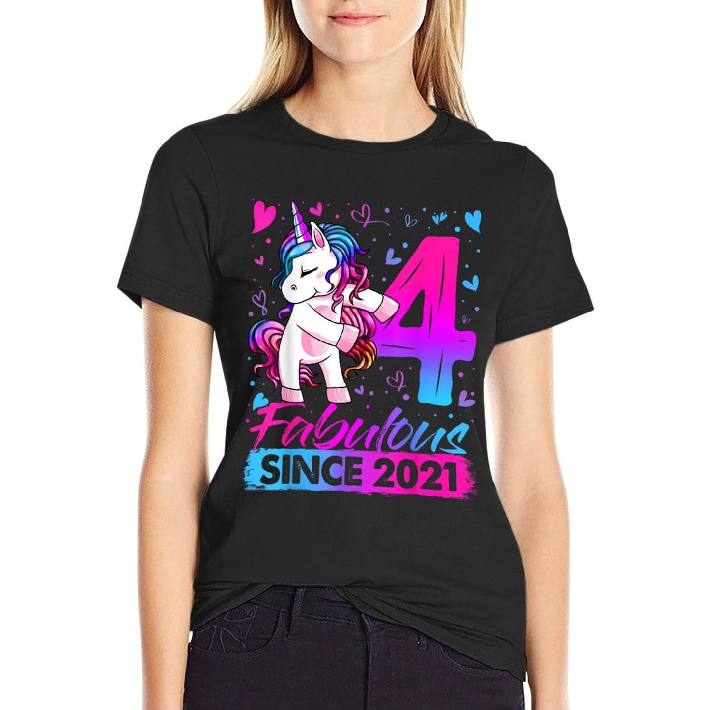4 Year Old Unicorn Gifts For Girls 4th Birthday Girl Party Wrinkle-resistant T-Shirt
