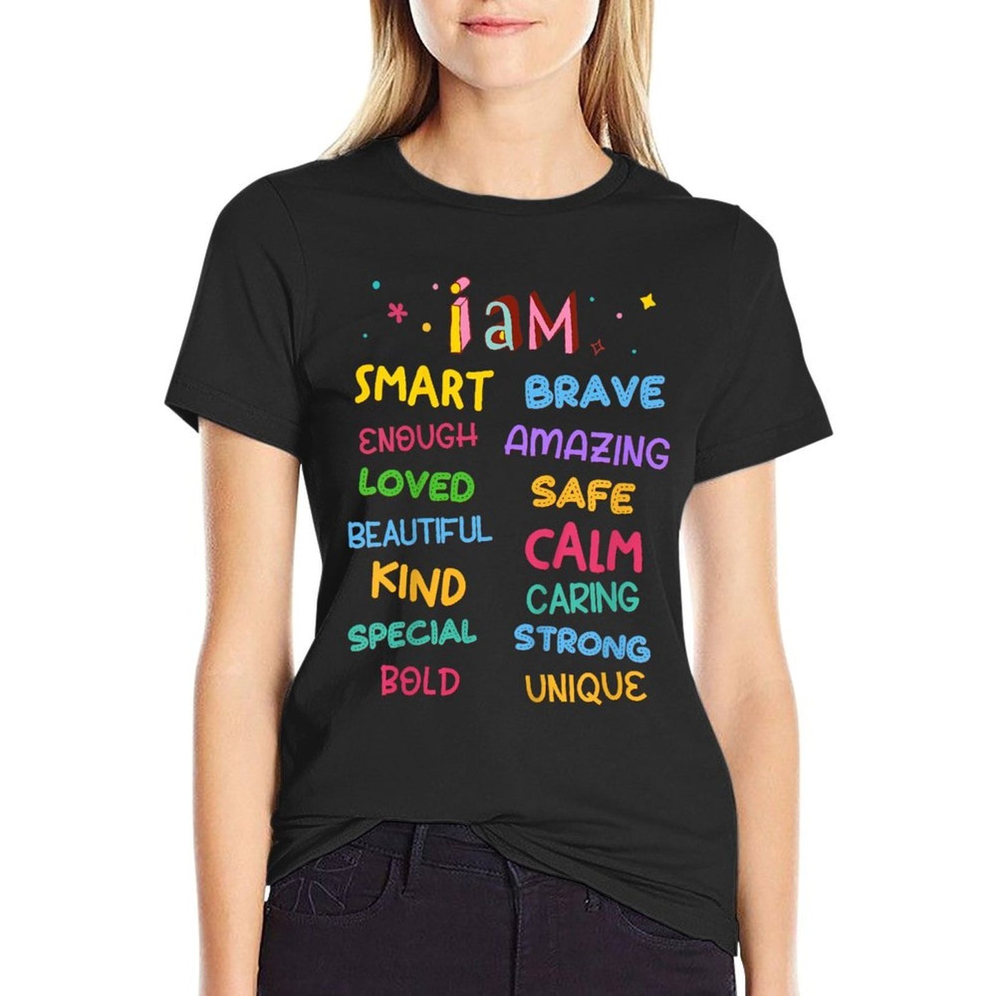 Kids I Am Daily Affirmation Colorful Christian Toddler Girls Stretchy T-Shirt