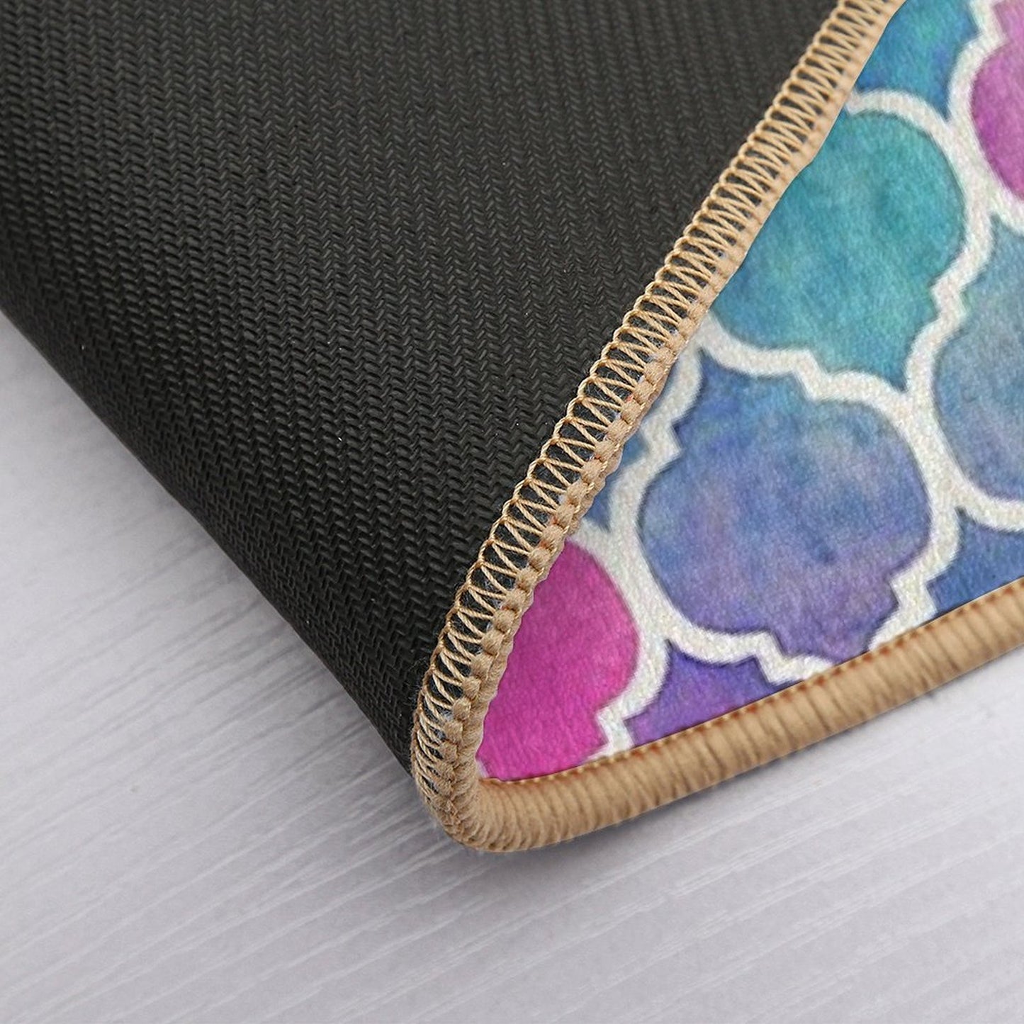 Rainbow Pastel Watercolor Moroccan Pattern Long-Lasting Bath Mat